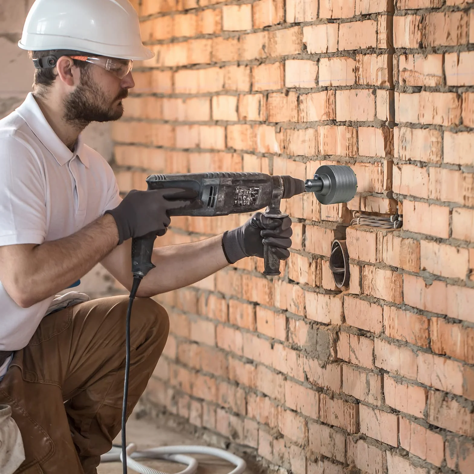 CCLIFE Korona diamentowa 50/55/65/68/80/82/100 mm wiertło do betonu z adapterem SDS plus Korona diamentowa Wiertło do ściany i betonu