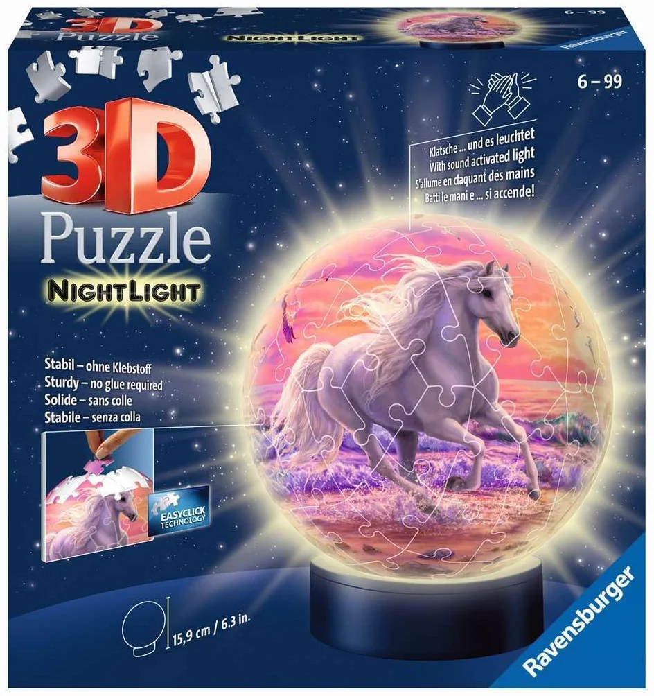3D Puzzle Nachtlicht Pferde am Strand: Erlebe Puzzeln in der 3. Dimension