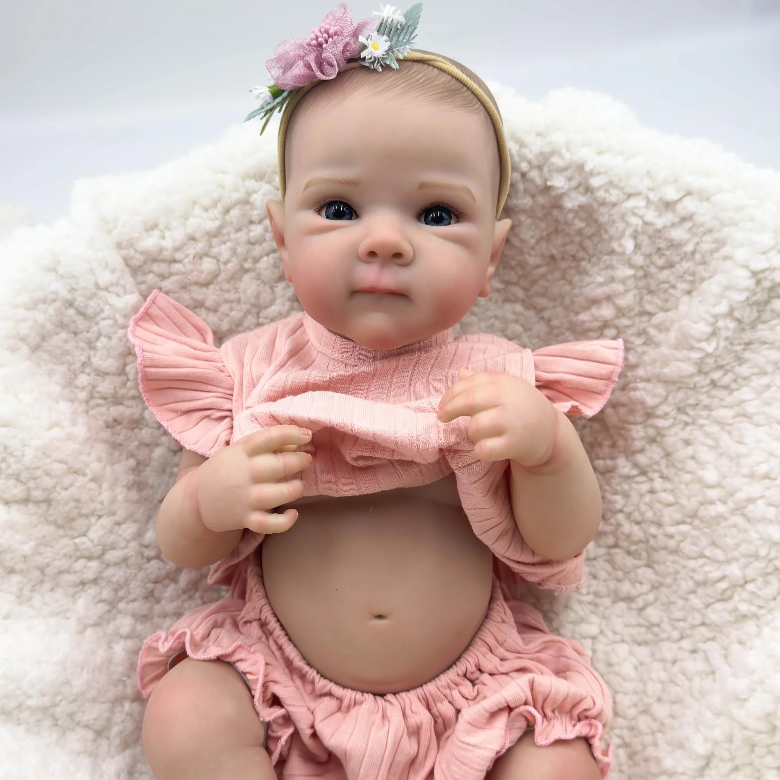 MineeQu 19 cali Realistyczna Lalka Reborn, Wyglądająca Prawdziwie, Pełne Ciała z Winylu, Ręcznie Pomalowane Włosy, Żywotna Noworodek