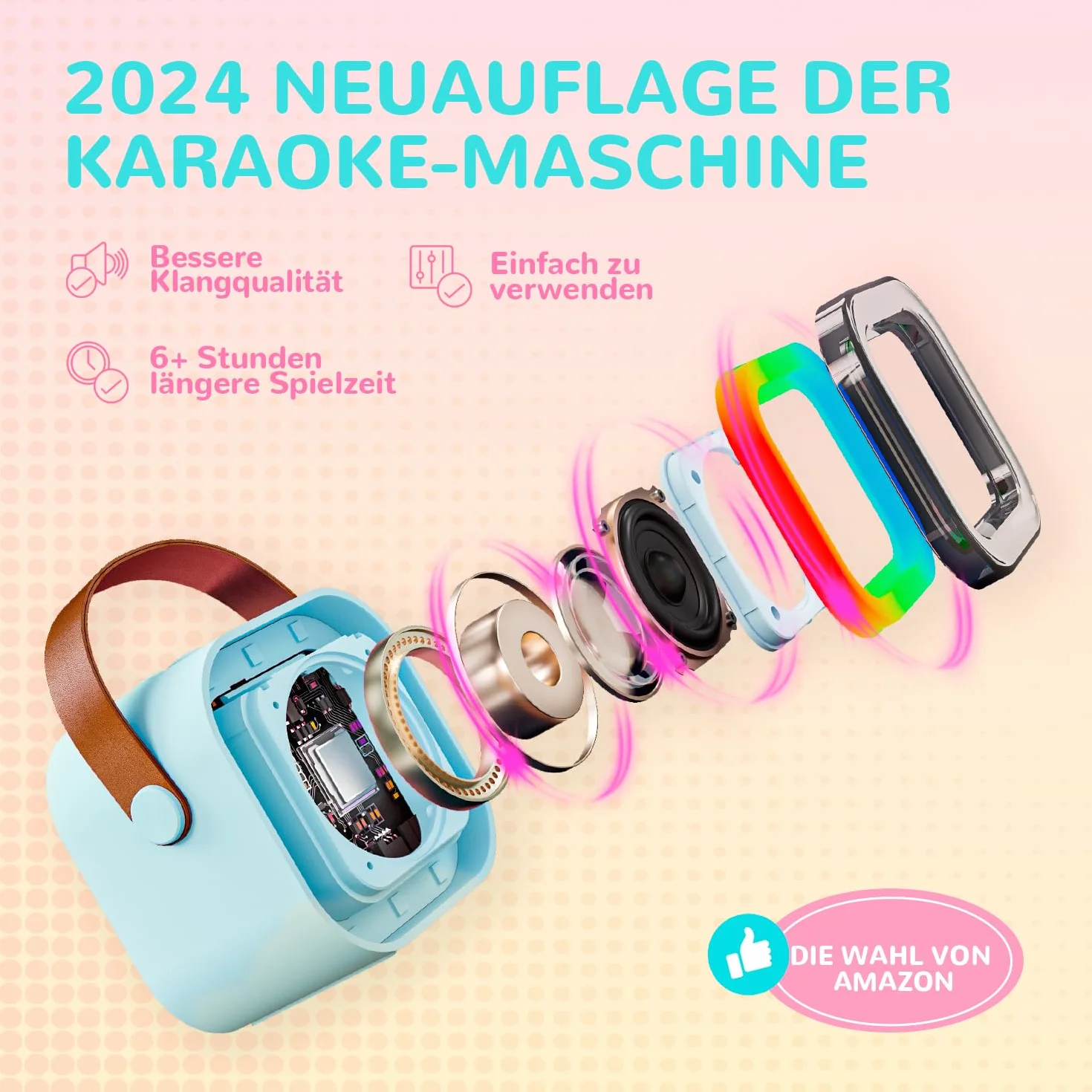 Wowstar Maszyna do karaoke 2 mikrofon K12 niebieski 2