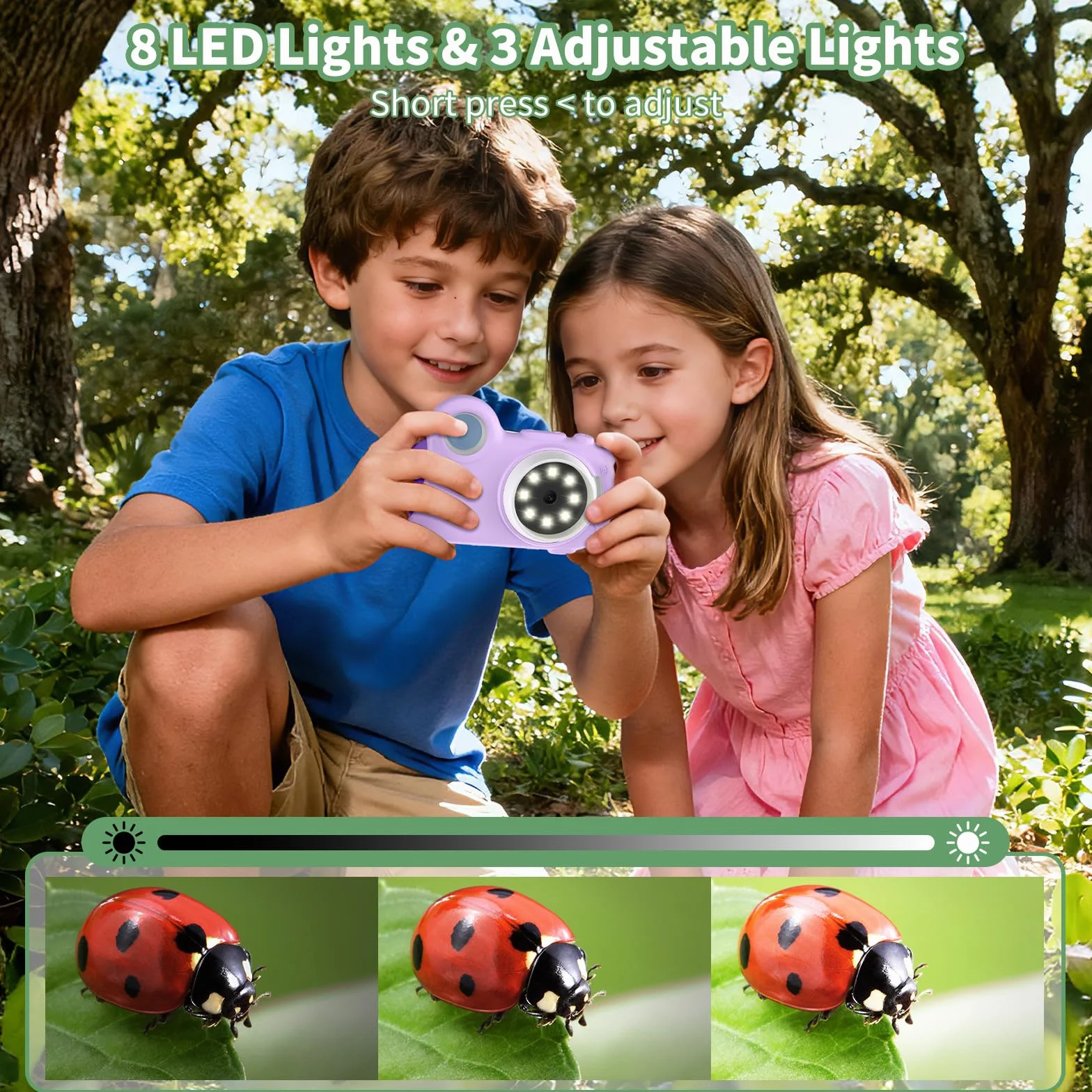 Przenośny mikroskop dziecięcy 2 w 1, mikroskop kieszonkowy Deepoter 1080P, 1000X, 2,0" IPS, 8 świateł LED, przenośny mikroskop z nagrywaniem zdjęć i filmów na urodziny/Boże Narodzenie, fioletowy