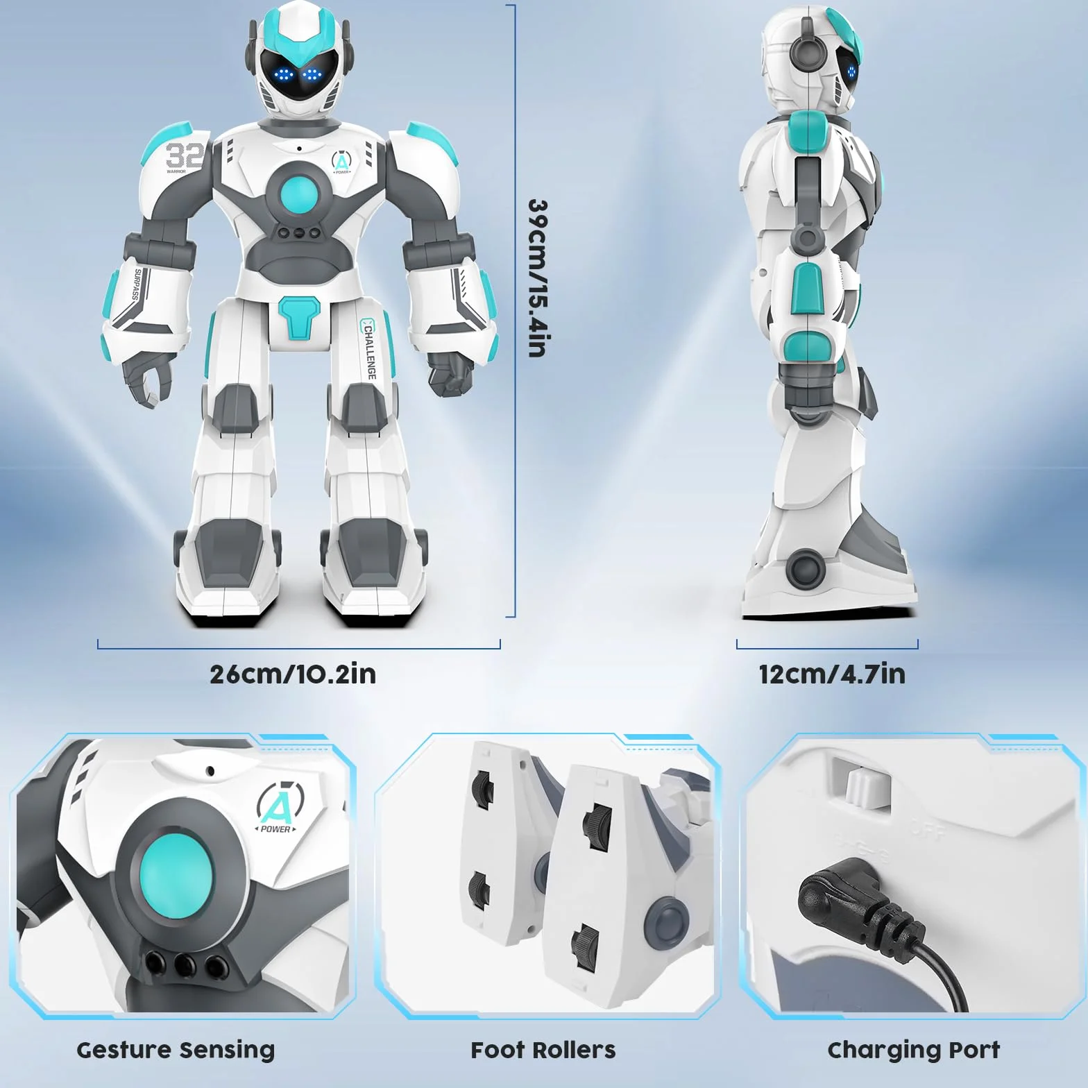 VATOS Robot zabawka dla dzieci, 40 cm, zdalnie sterowana, programowalna, sterowana za pomocą gestów i głosu, interaktywny inteligentny taniec, śpiew, prezent dla dzieci od 3 lat
