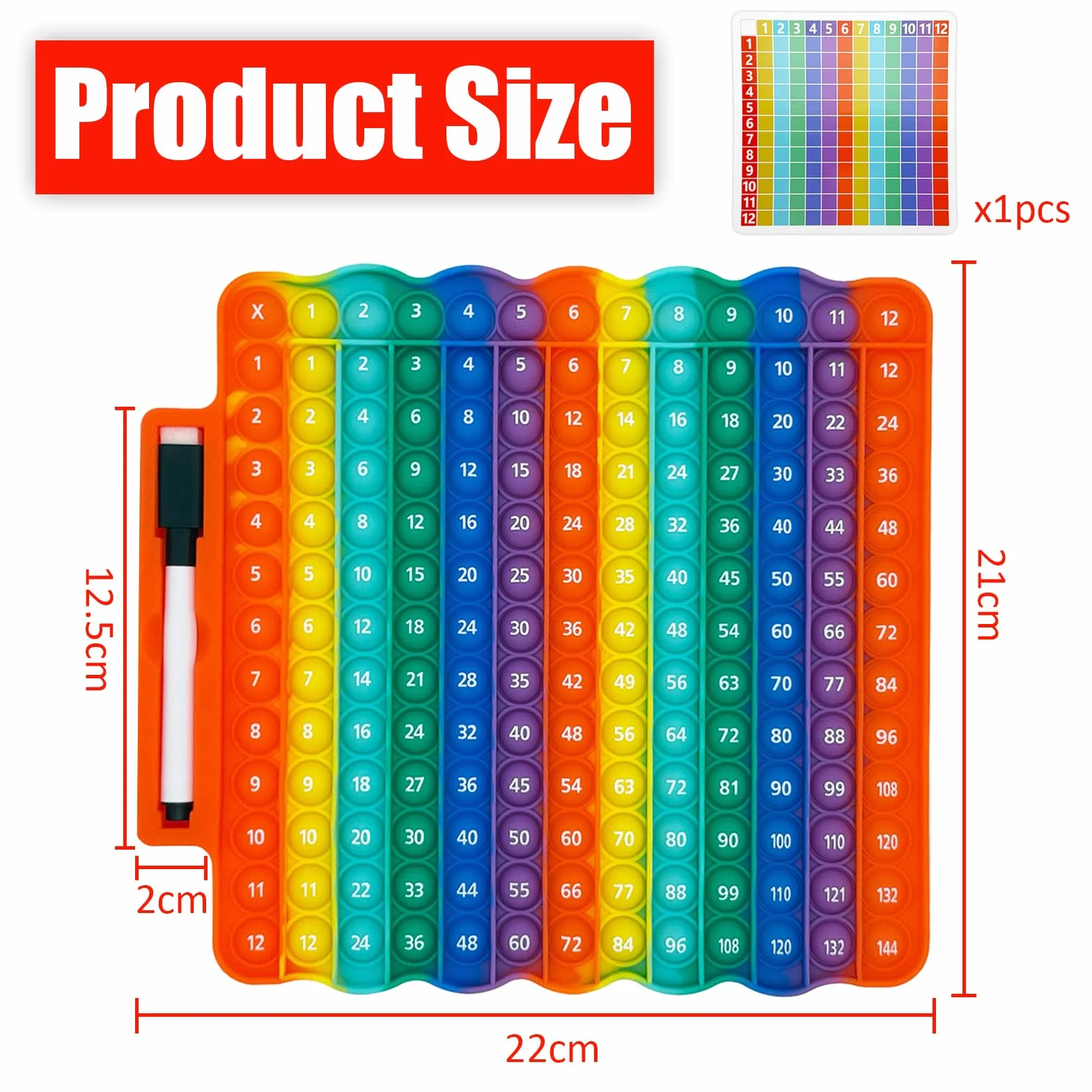 Popit Fidget Toys, Popet Zabawka, Popit Zabawka do Nauki Mnożenia, Zabawki Pop z Kartami Matematycznymi i Wymazywalnymi Długopisami, Zabawki Dla Dzieci i Dorosłych z Autyzmem