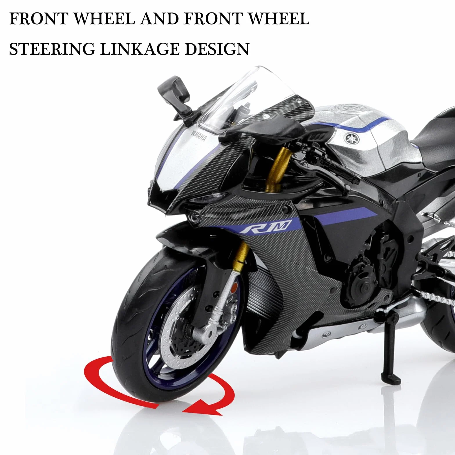 TOKAXI Yamaha YZF-R1M Diecast skala 1/12, zabawka motocyklowa, model motocykla Yamaha, zabawka motocyklowa R1, prezent dla chłopców i dziewczynek