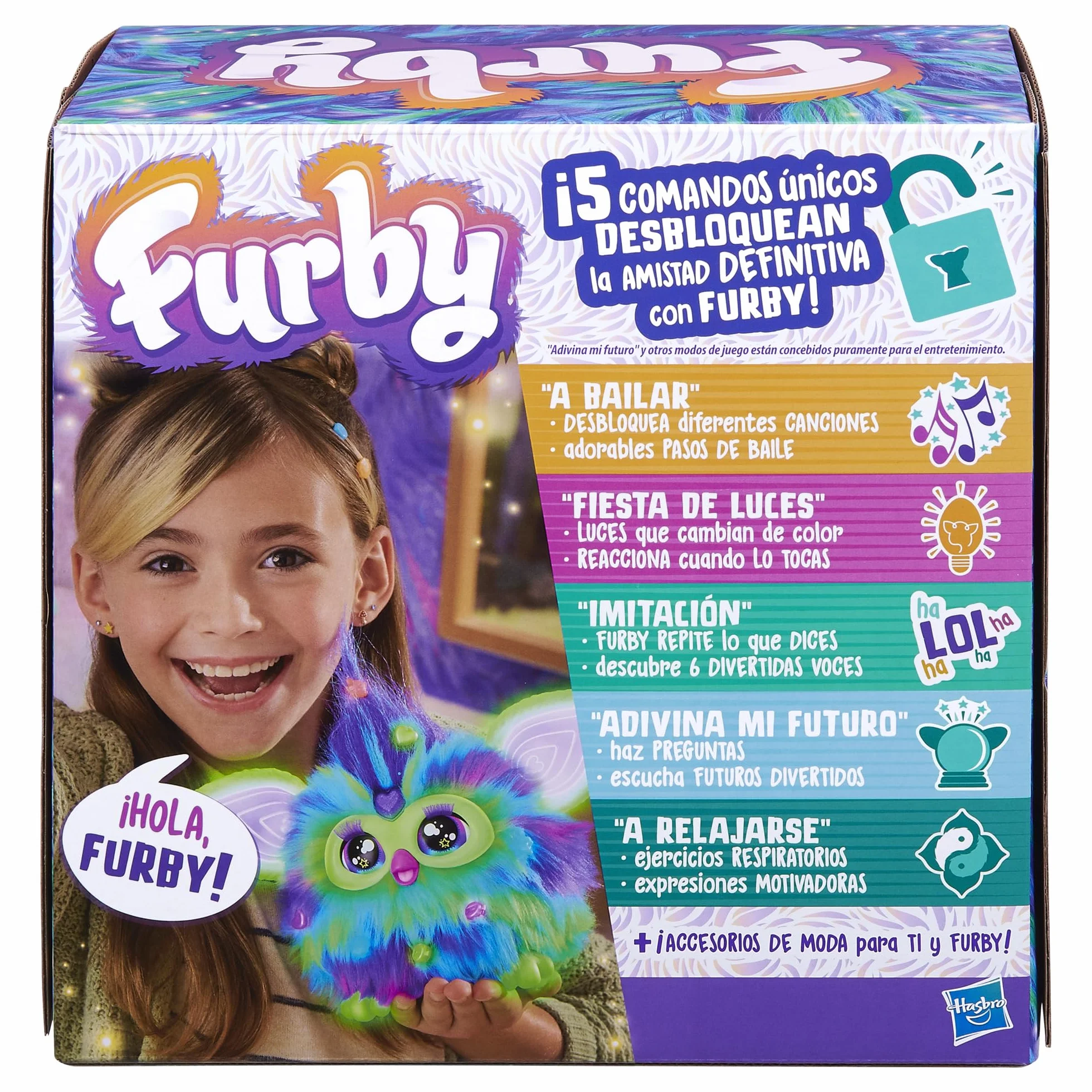 Hasbro Furby Galaxy Interaktywna pluszowa zabawka, która świeci w ciemności, wersja hiszpańska, zabawka elektroniczna dla dziewczynek i chłopców, prezent dla Świętego Mikołaja i Trzech Mędrców
