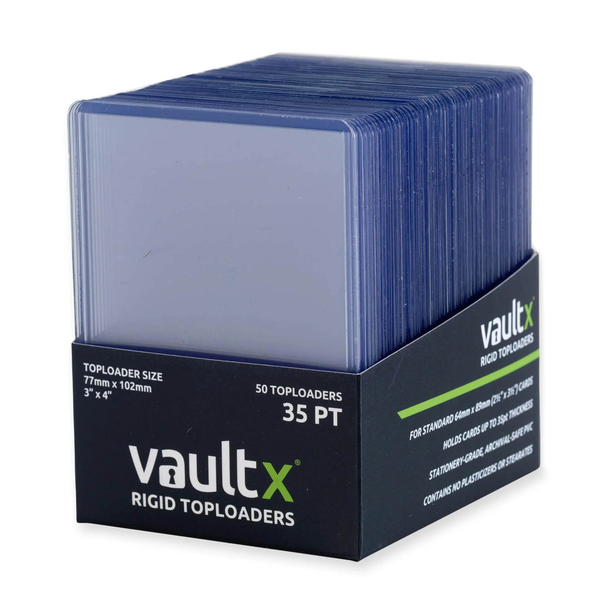 Vault X Toploadery 35pt, karty kolekcjonerskie, wyjątkowo grube premium, sztywne etui bezszwowe 3" x 4", twarde koszulki, przezroczysta ochrona do gier kolekcjonerskich, TCG (opakowanie 50 szt.)