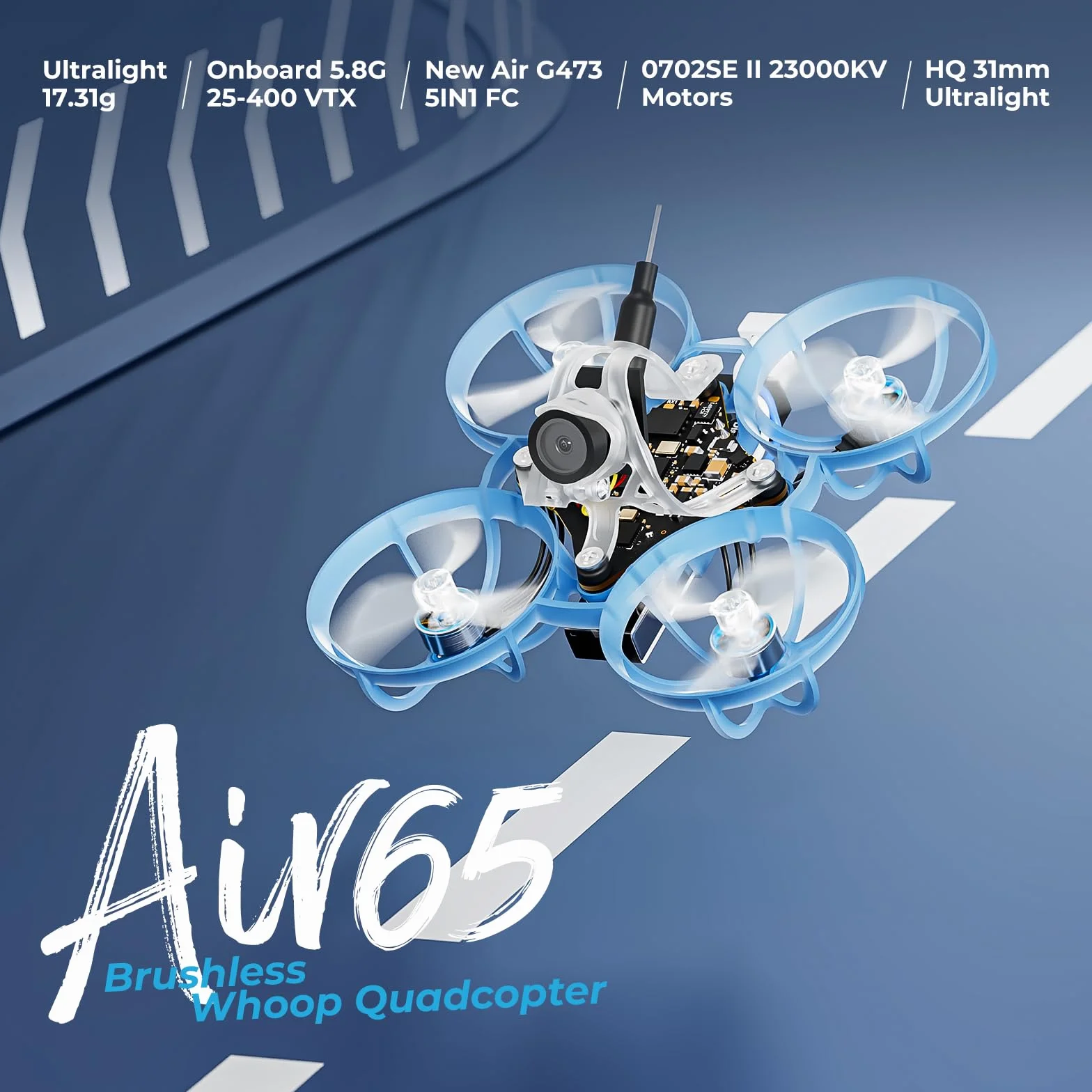 BETAFPV Air65 bezszczotkowy whoop Quadcopter, 1S ultralekki 65 mm mikro RC dron z G473 5IN1 Air Brushless FC ELRS-odbiornik, kamera C03 FPV, silniki 0702SE II 23000KV, do FPV Quad Outdoor Freestyle