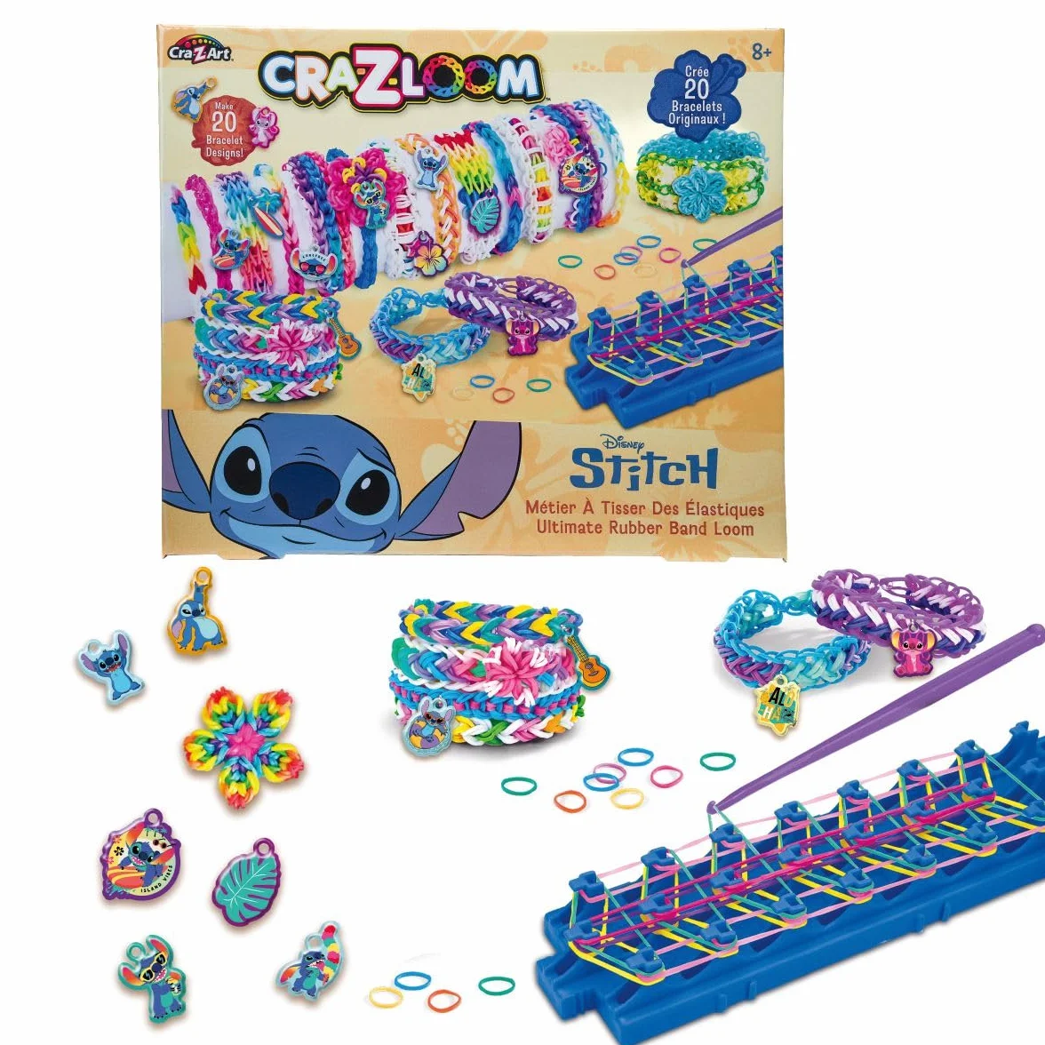 LEXIBOOK, Cra-Z-Loom elastyczne bransoletki warsztatowe, niebieskie, CRLOOM9D