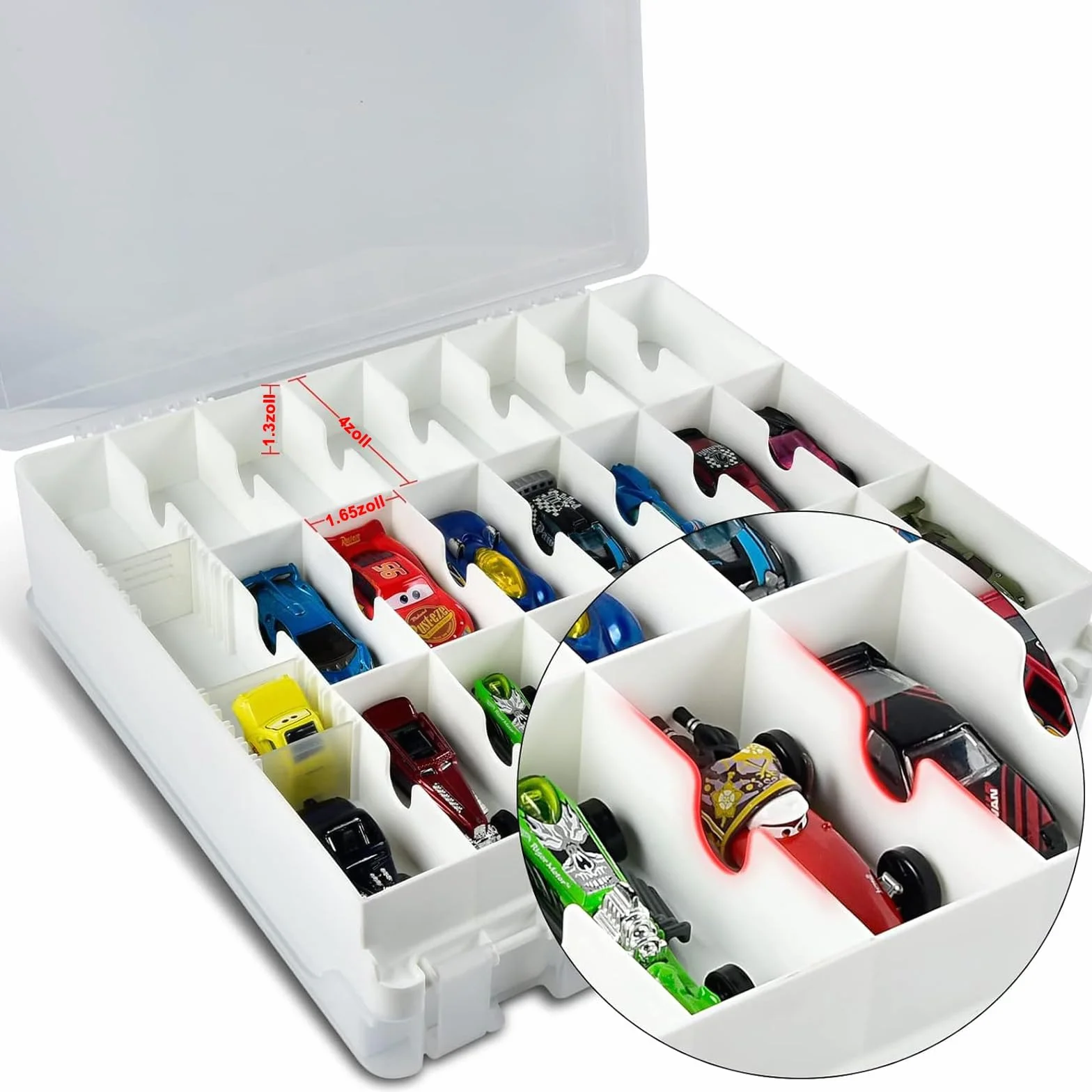 Xuerdon Walizka do przechowywania zabawek do samochodu Matchbox Cars. Holder pojemnik torba na lalki niespodzianka LOL/na zakupy z 48 przegródkami, dwustronna, biała (tylko pudełko)