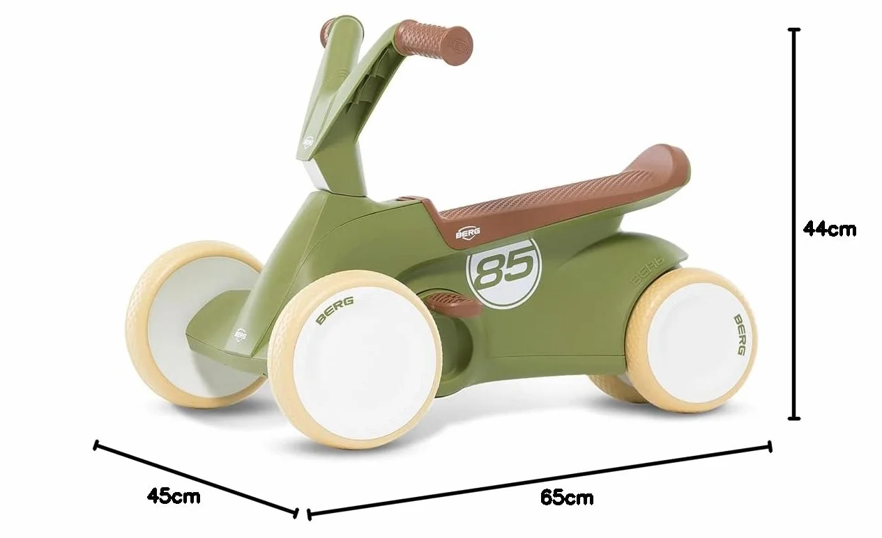 Berg GO² Samochód zjeżdżalniowy 2 w 1 w stylu retro, zielony | ślizgacz i rowerek biegowy, samochód dziecięcy z rozkładanymi pedałami, gokart, zabawka dla dzieci w wieku 10-30 miesięcy, duży