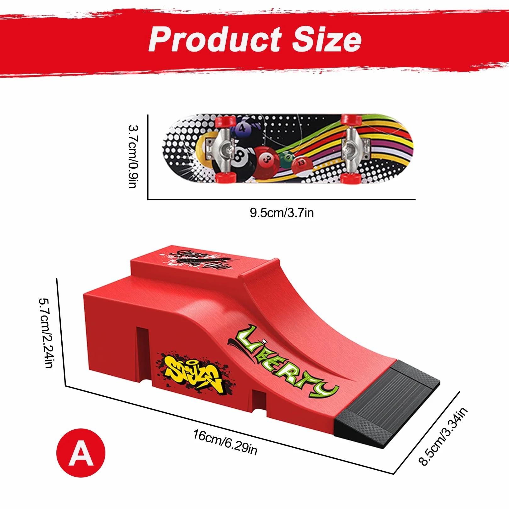 Mini Fingerboard Finger Skateboard Zestaw Akcesoriów do Rampy z 1 Deskorolką Na Palec i Zapasowymi akcesoriami Ultimate Sport Training Requisiten (A)