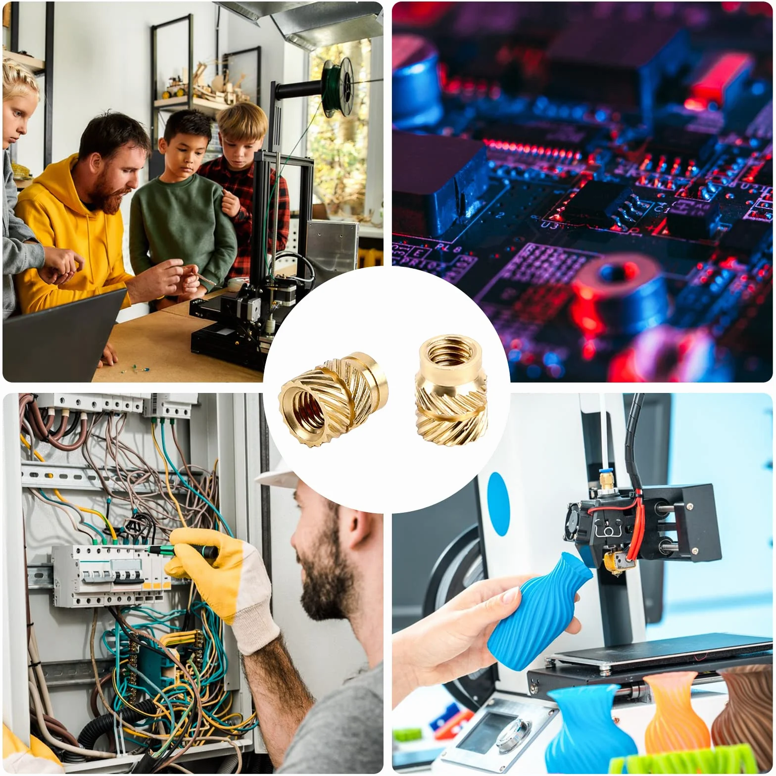 120 sztuk wkładów gwintowanych M3 do druku 3D, nakrętki gwintowane do drukarki, śruby drukarskie, mosiężne nakrętki radełkowane, wkładki gwintowane, gwint wewnętrzny, nakrętki wciskane, wkładki do