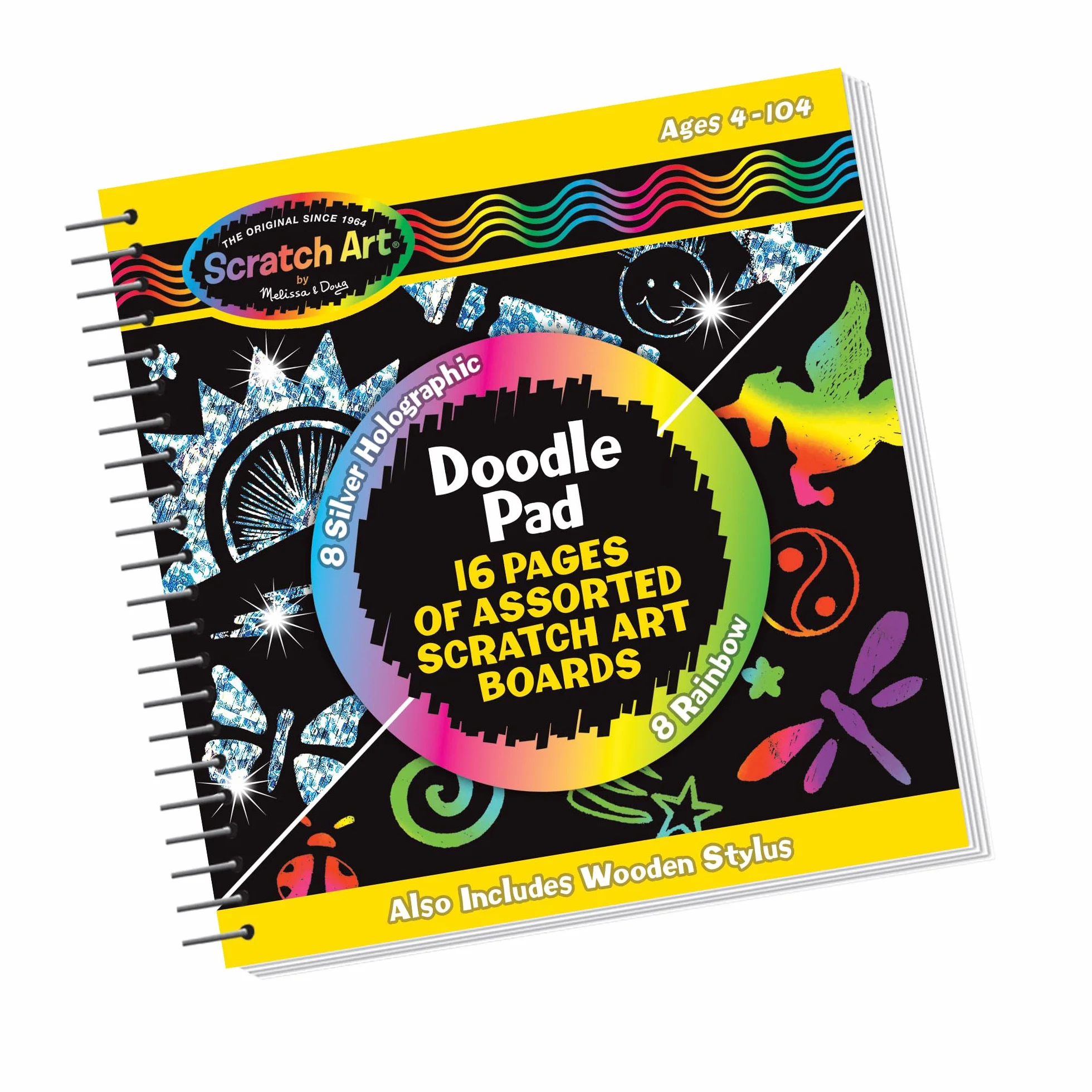 Melissa & Doug Scratch Magic Doodle | Zdrapki | Rękodzieło | Zestawy pieczątek & szablony | Prezent świąteczny | Sztuka do zdrapywania | Sztuka i rzemiosło | 4+ | Prezent dla chłopca lub dziewczyny