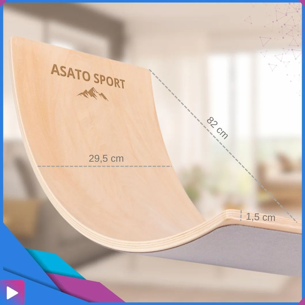 ASATO Deska balansowa z drewna – zabawka Montessori dla dzieci i dorosłych – deska do balansowania z filcem – deska do balansowania 82 x 29 cm – deska do balansowania i deska do balansowania