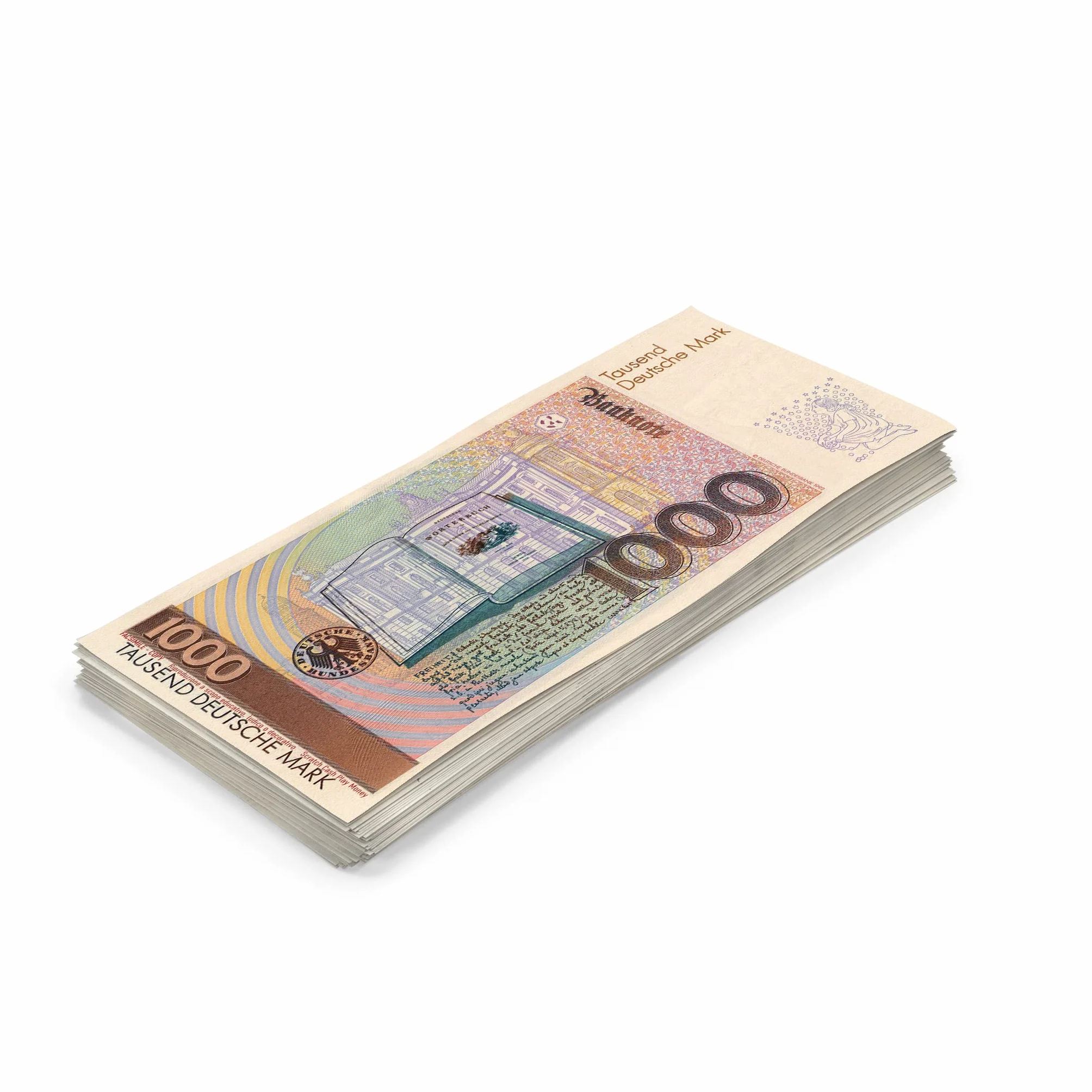 Scratch Cash 100 x 1.000 DM Marks Pieniądze na grę (rzeczywista wielkość)