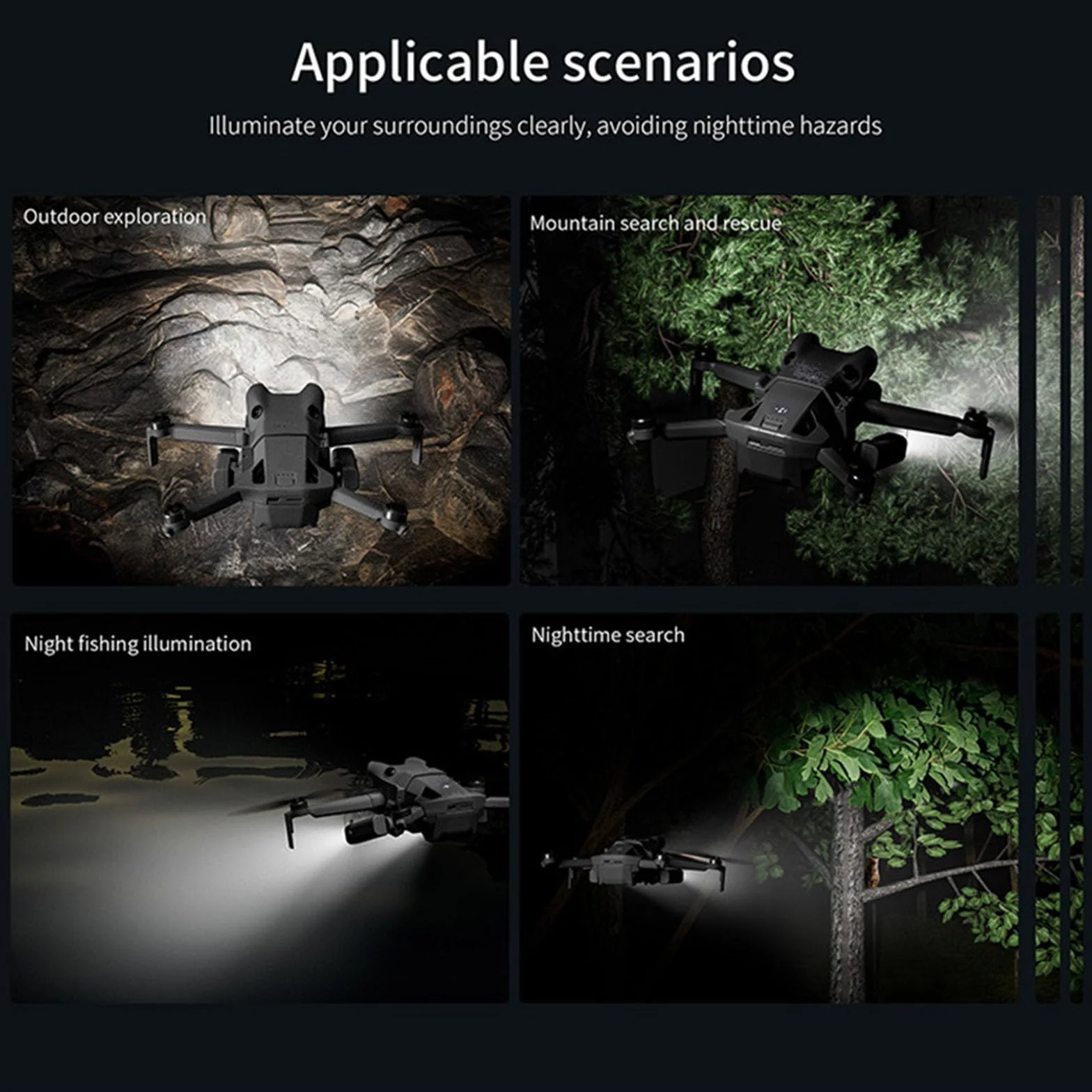 DJI Mini 4 Pro szperacz lampka nocna podwójne światło obrót 360° wiele trybów
