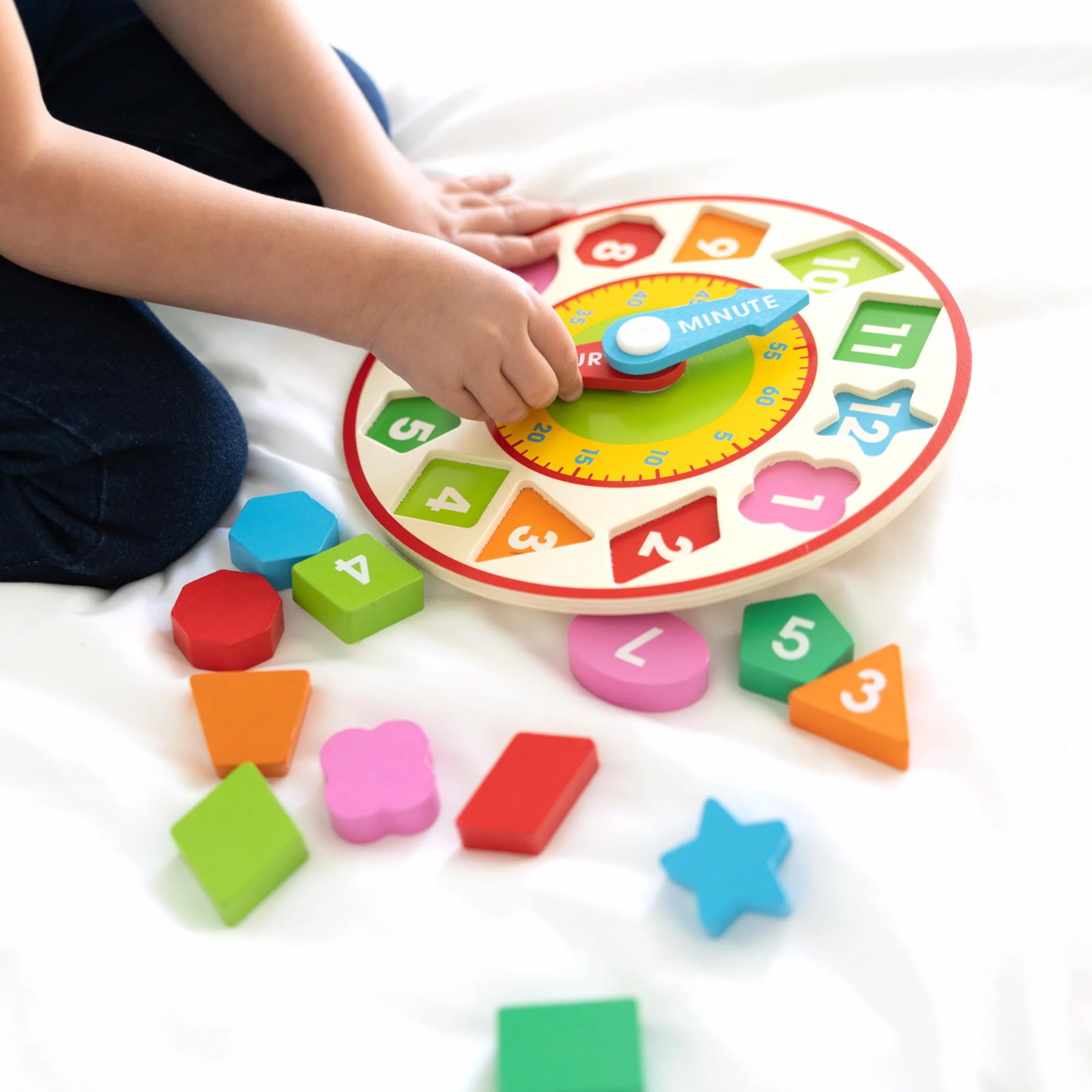 Melissa & Doug – zegar do sortowania kształtów (zabawka rozwojowa, solidna drewniana konstrukcja, umiejętność rozwojowa podawania godziny)