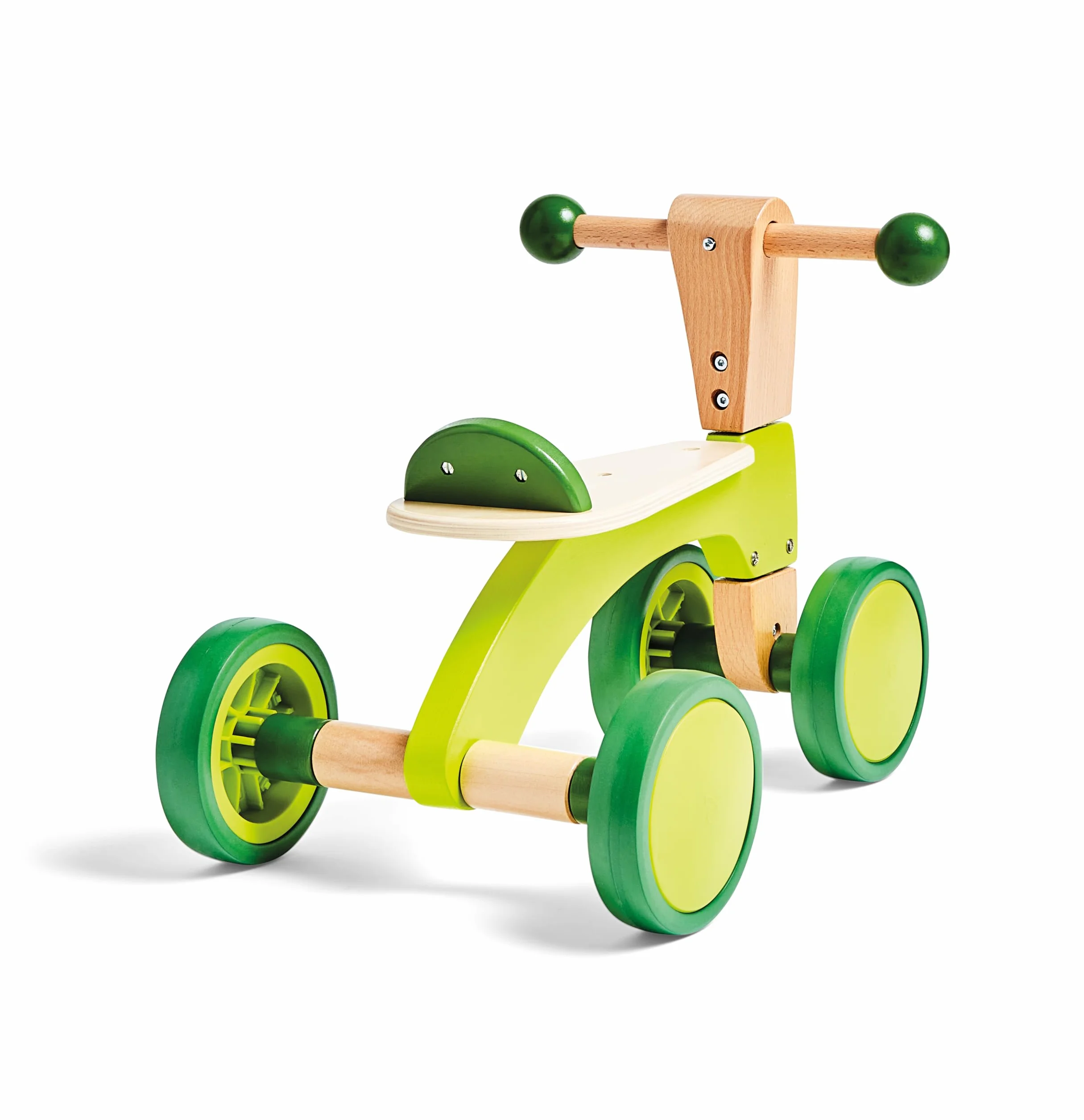 Hape Scoot-Around Balance Bike 4-Wheeled Sustainable Wood Rubber Tyres Bright Green