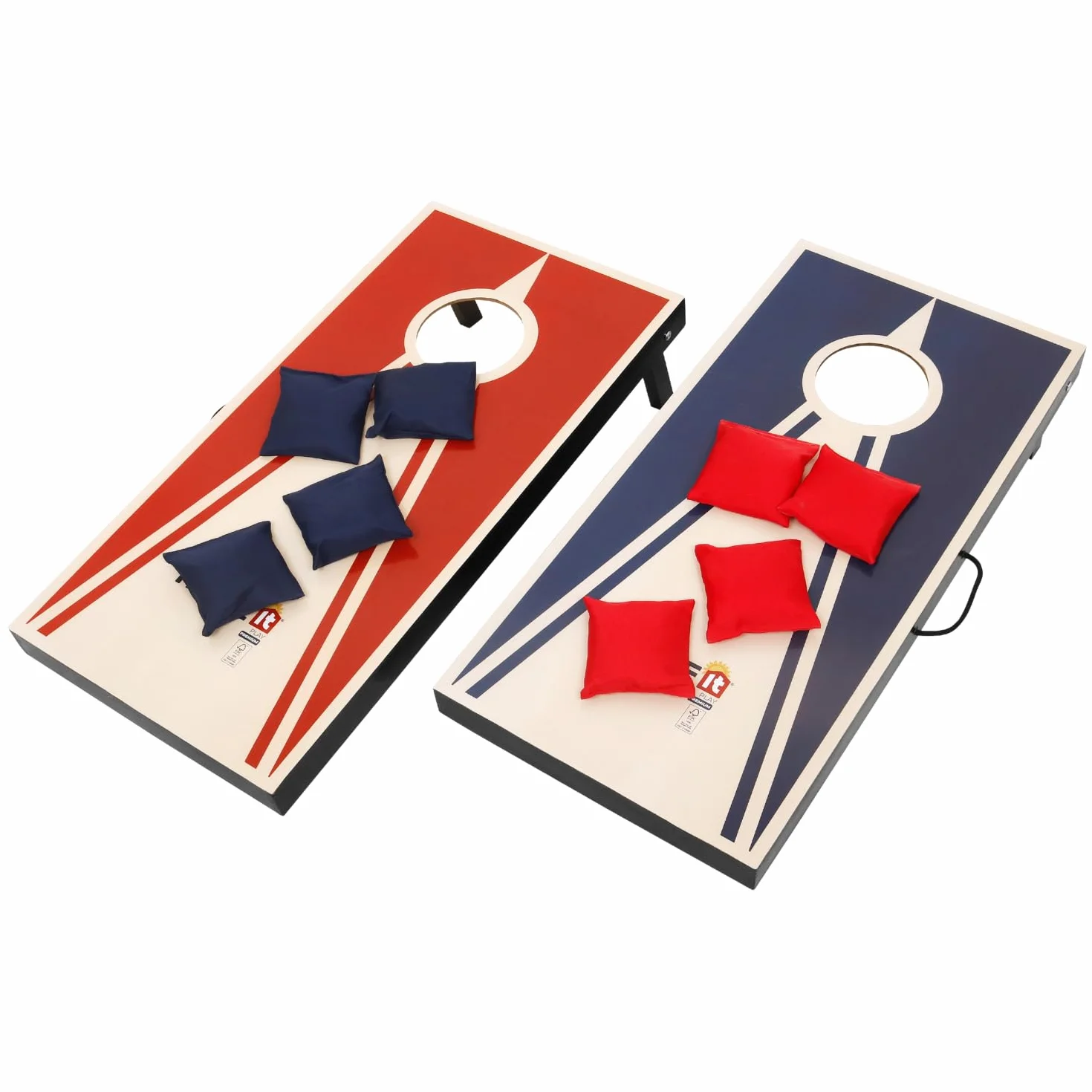 HOME It Play - Zestaw Cornhole z torbami do rzucania - 2 deski + 8 worków - kompaktowy zestaw outdoorowy z uchwytami - idealny do ogrodu na plażę i kemping