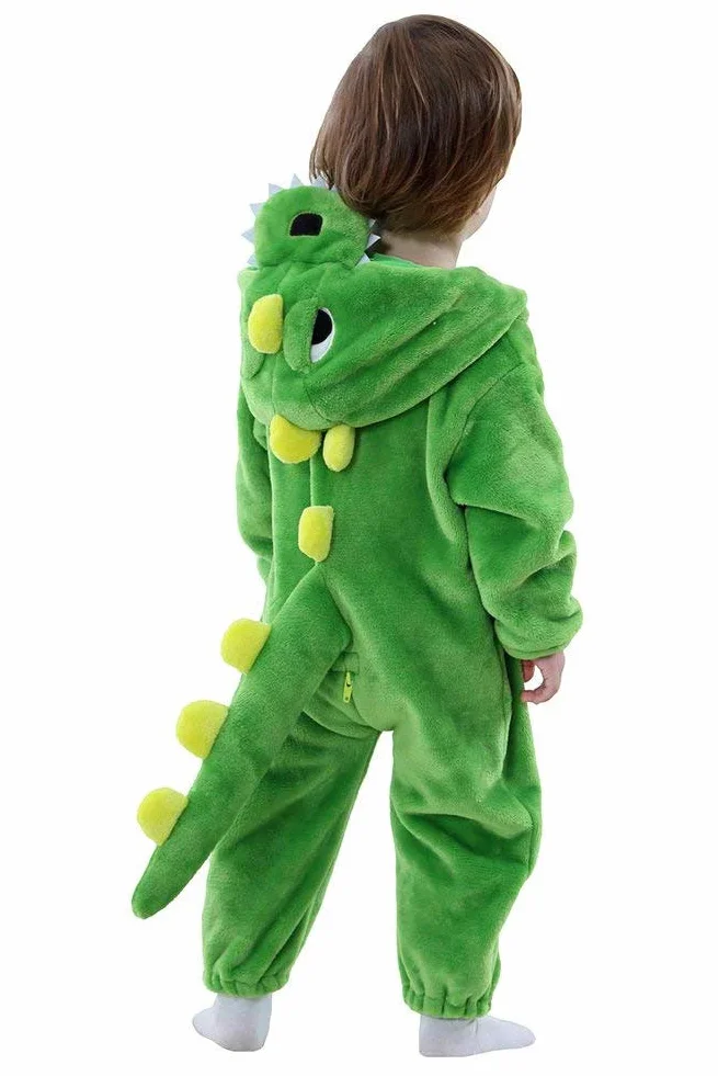 LOLANTA Kostium dla dziecka dinozaura smoka, lis śpioszki flanelowe z kapturem, kostium na Halloween, prezent na Boże Narodzenie