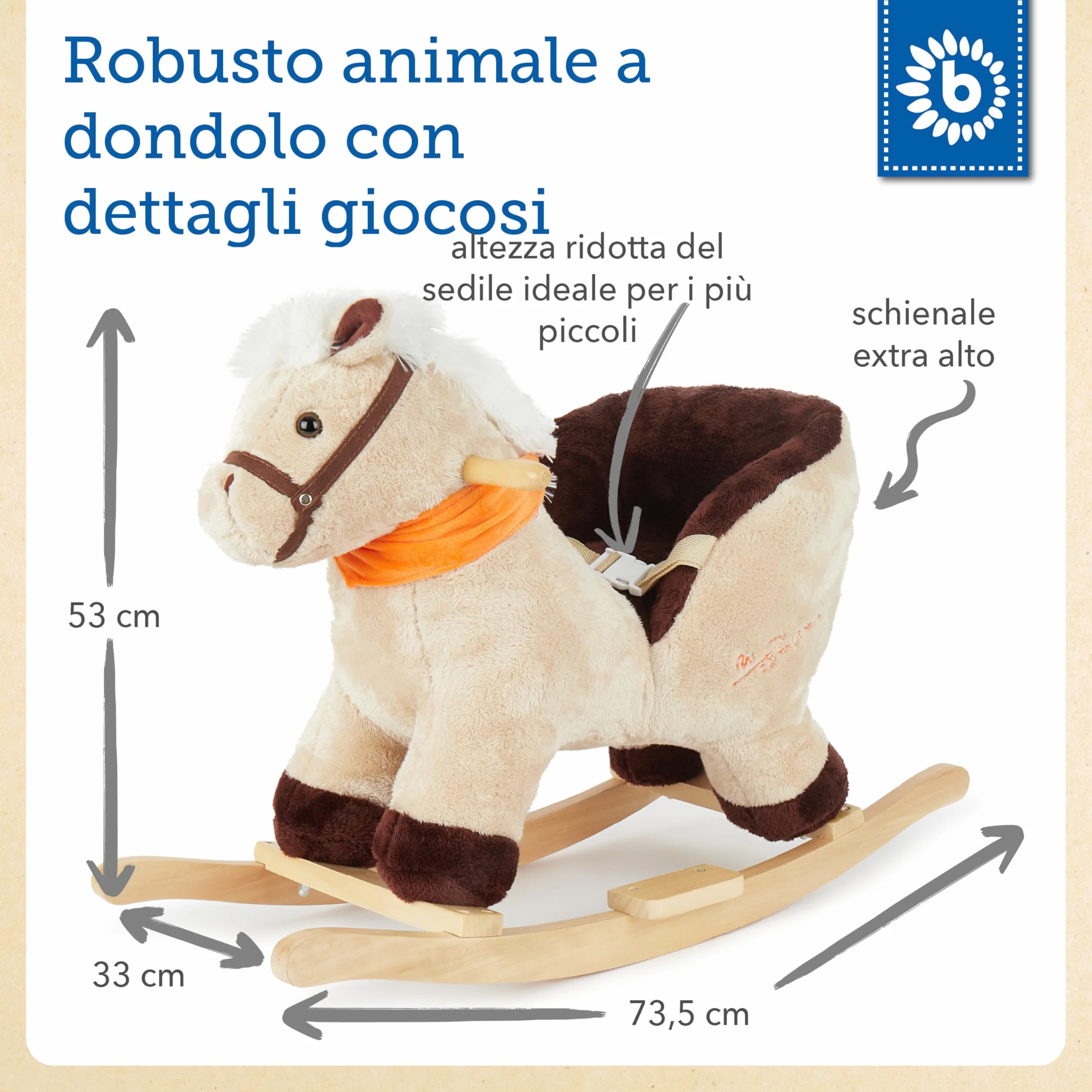 Bieco koń na biegunach 73,5 x 33,5 x 53 cm zabawka dla dzieci od 1 roku życia