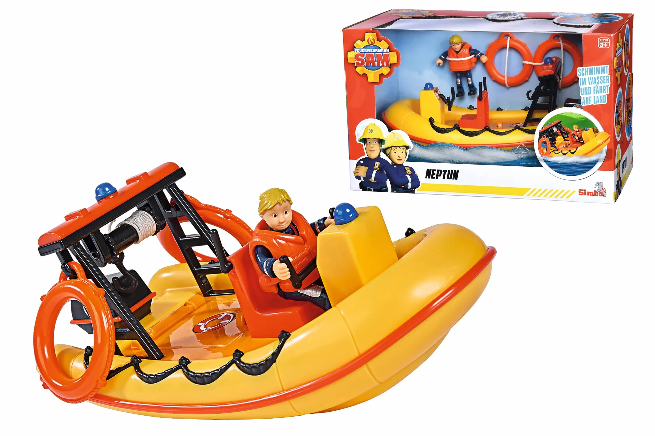 Simba 109252571038 Strażak Sam Łódź Neptun z figurką, 20 cm