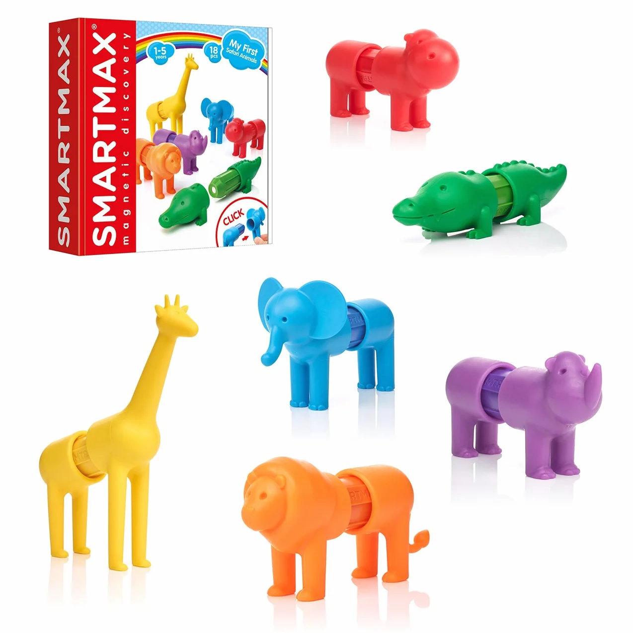 SmartMax - My First Safari Animals, Magnetic Discovery Play Set, 18 pieces, 1-5 Years