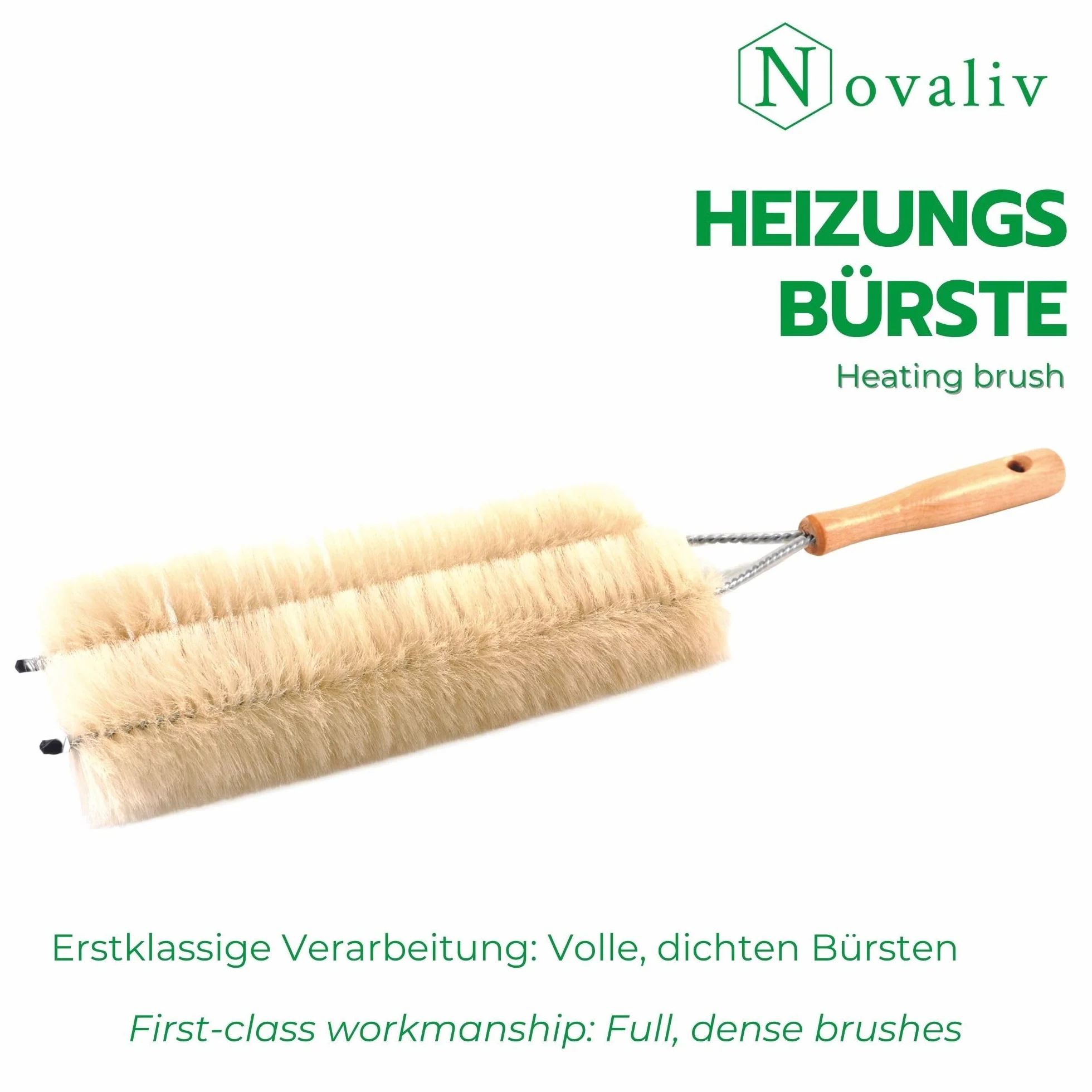 Novaliv Szczotka do grzejników, żeberkowa, czyszczacz grzejników, 47 x 14 cm, idealny dla czyszczenia żeberka, podwójny widelec, miotełka