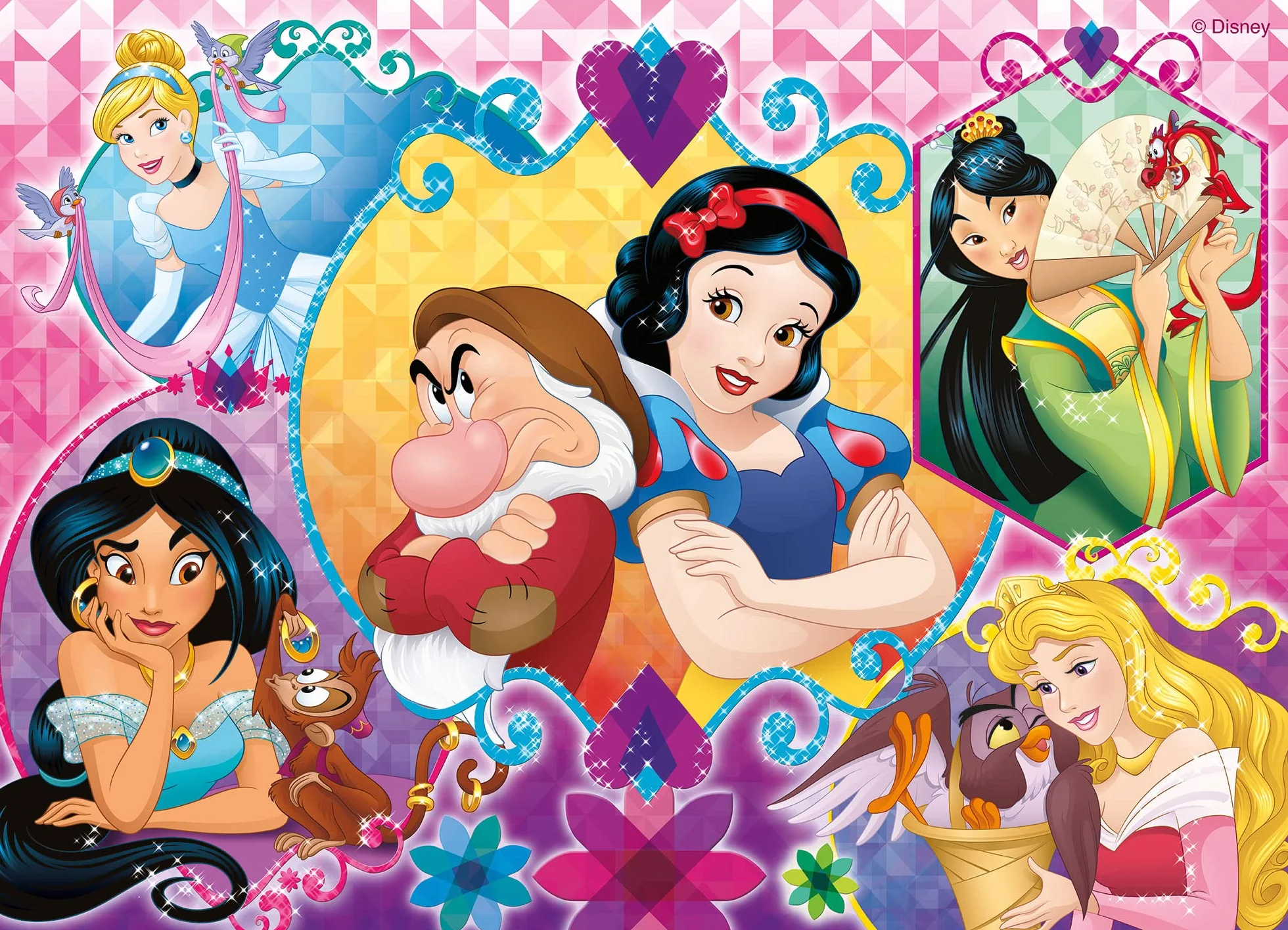 Lisciani Gry - Disney Puzzle Maxifloor 2 X 24 Princess, 91720