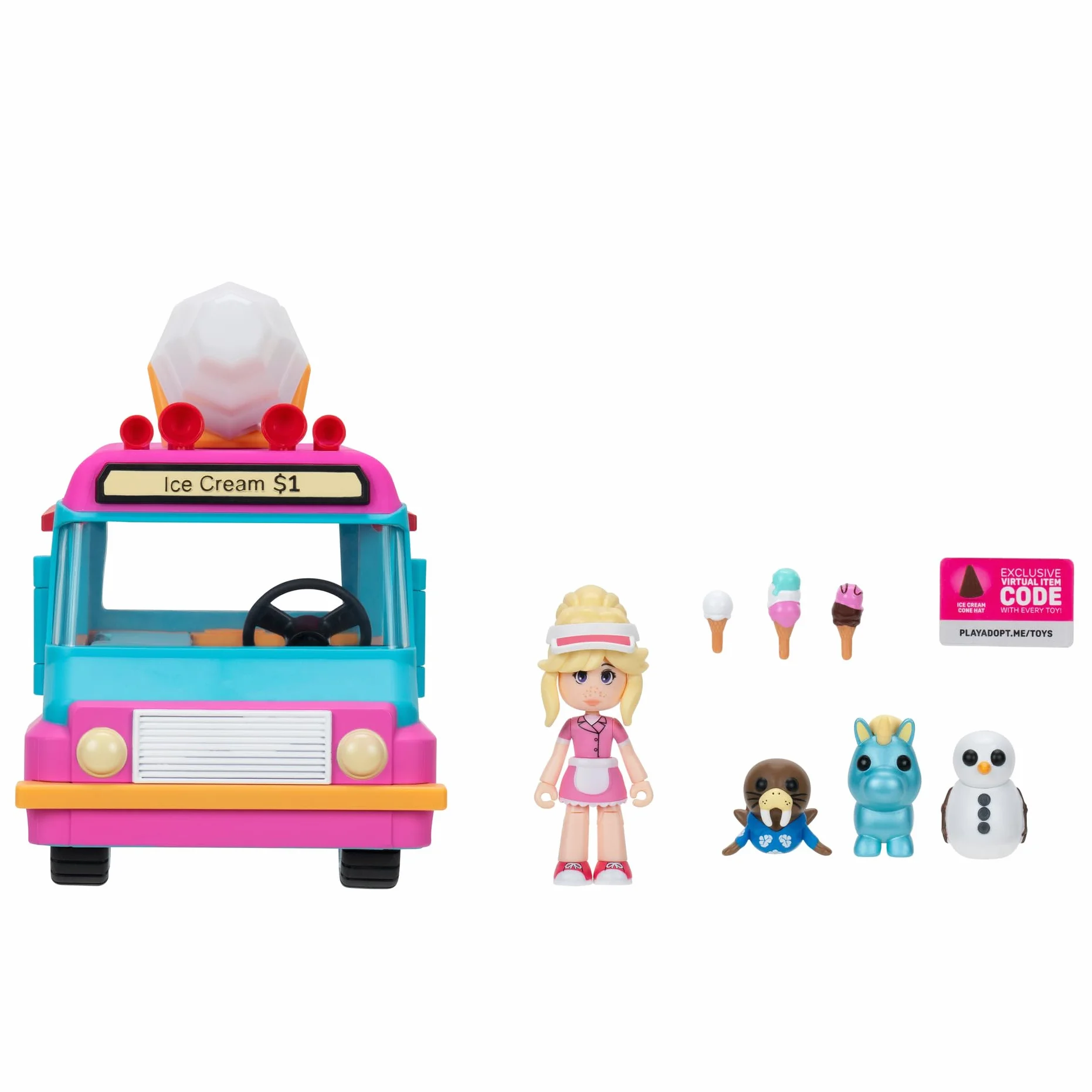 Adopt Me! Ice Cream Truck - Transforming Vehicle with Lights and Sound - Najlepsza gra online - Ekskluzywny wirtualny kod przedmiotu w zestawie