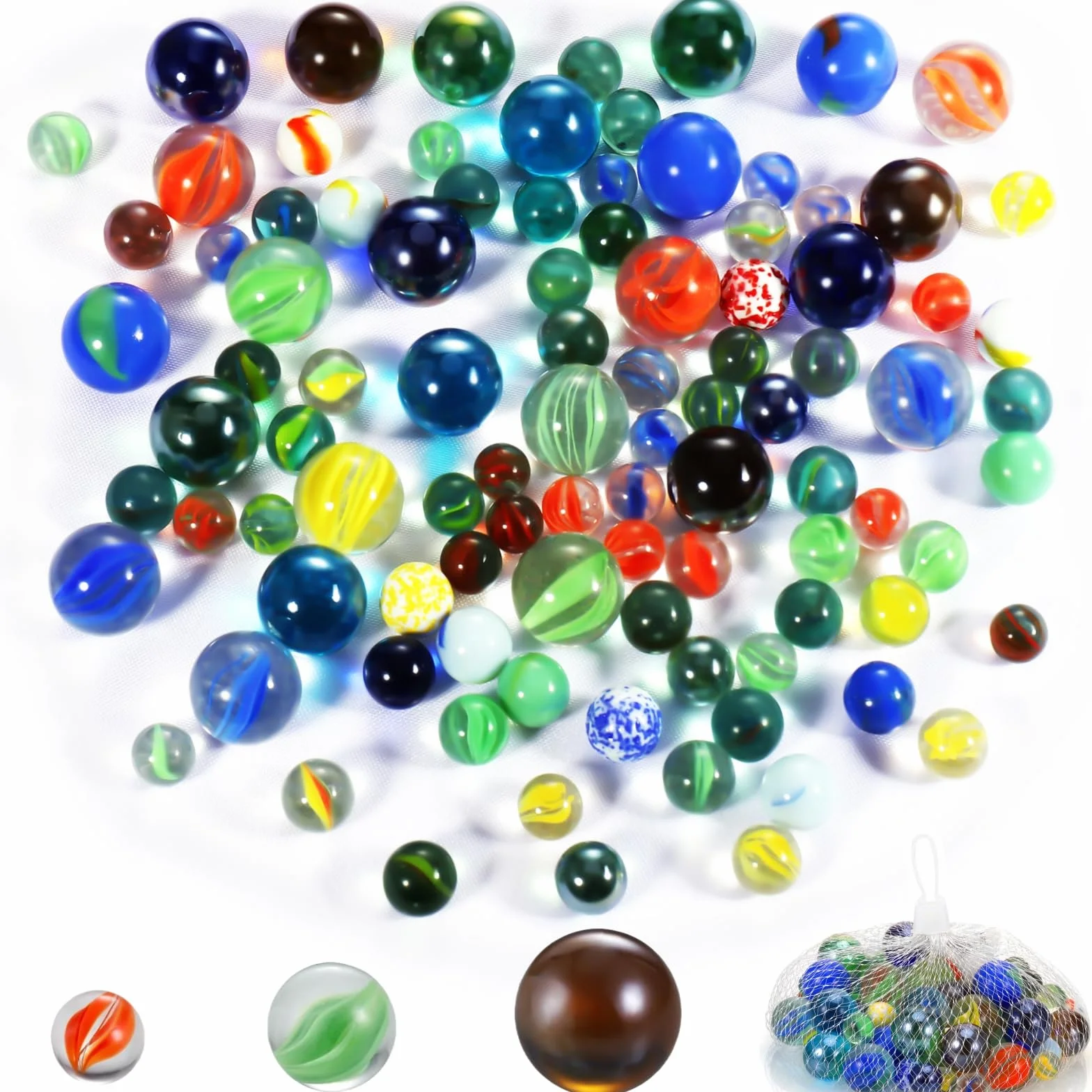 100 sztuk szklanych kulek, kolorowe kulki dla dzieci, duże kulki mają około 25 mm, 16 mm i 14 mm, szklane kulki do gry Marble Run Akcesoria do dekoracji roślin i dekoracji domu