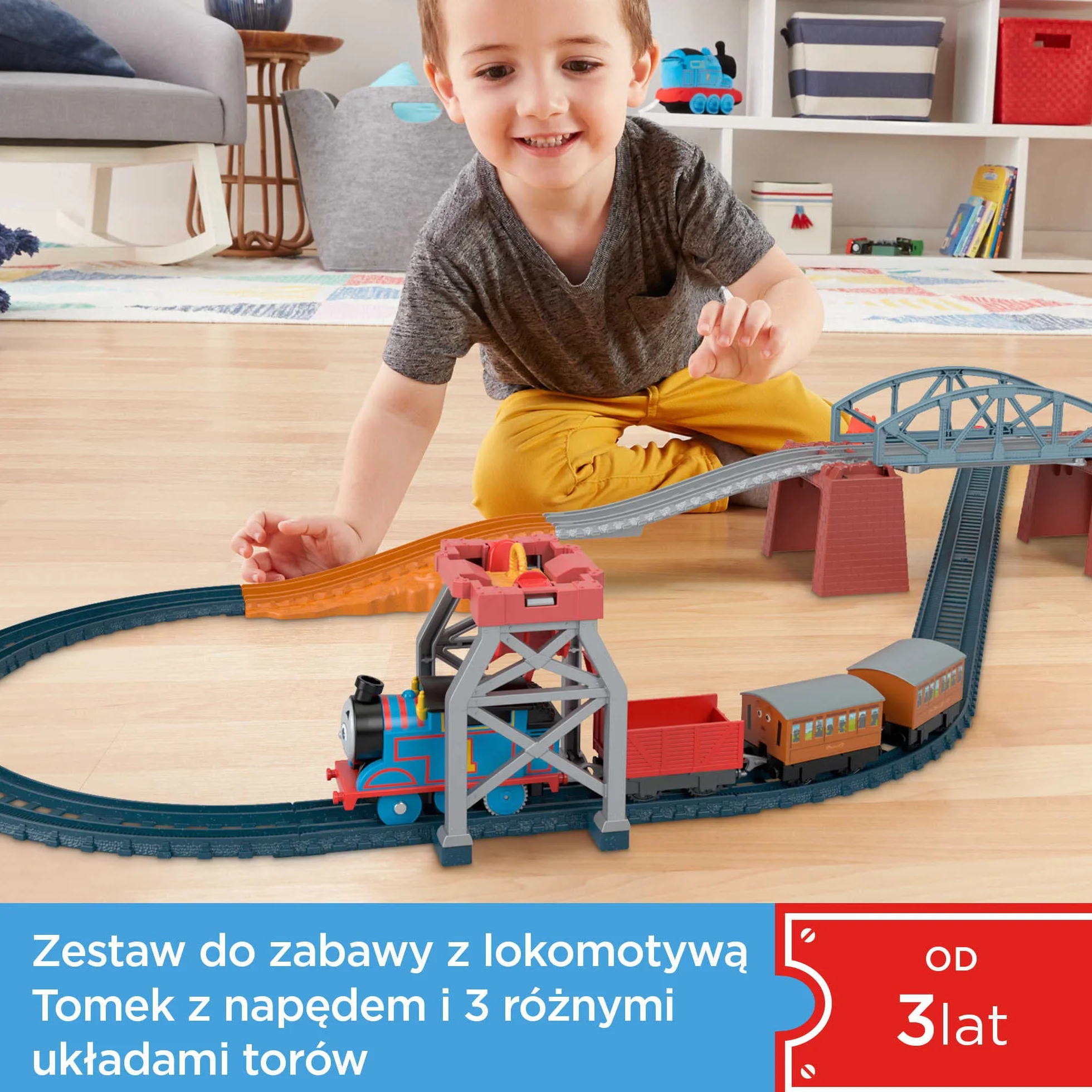 Fisher-Price Thomas & Friends 3-in-1 Package Pickup Train Set with motorized Thomas for preschoolers ages 3 years and older