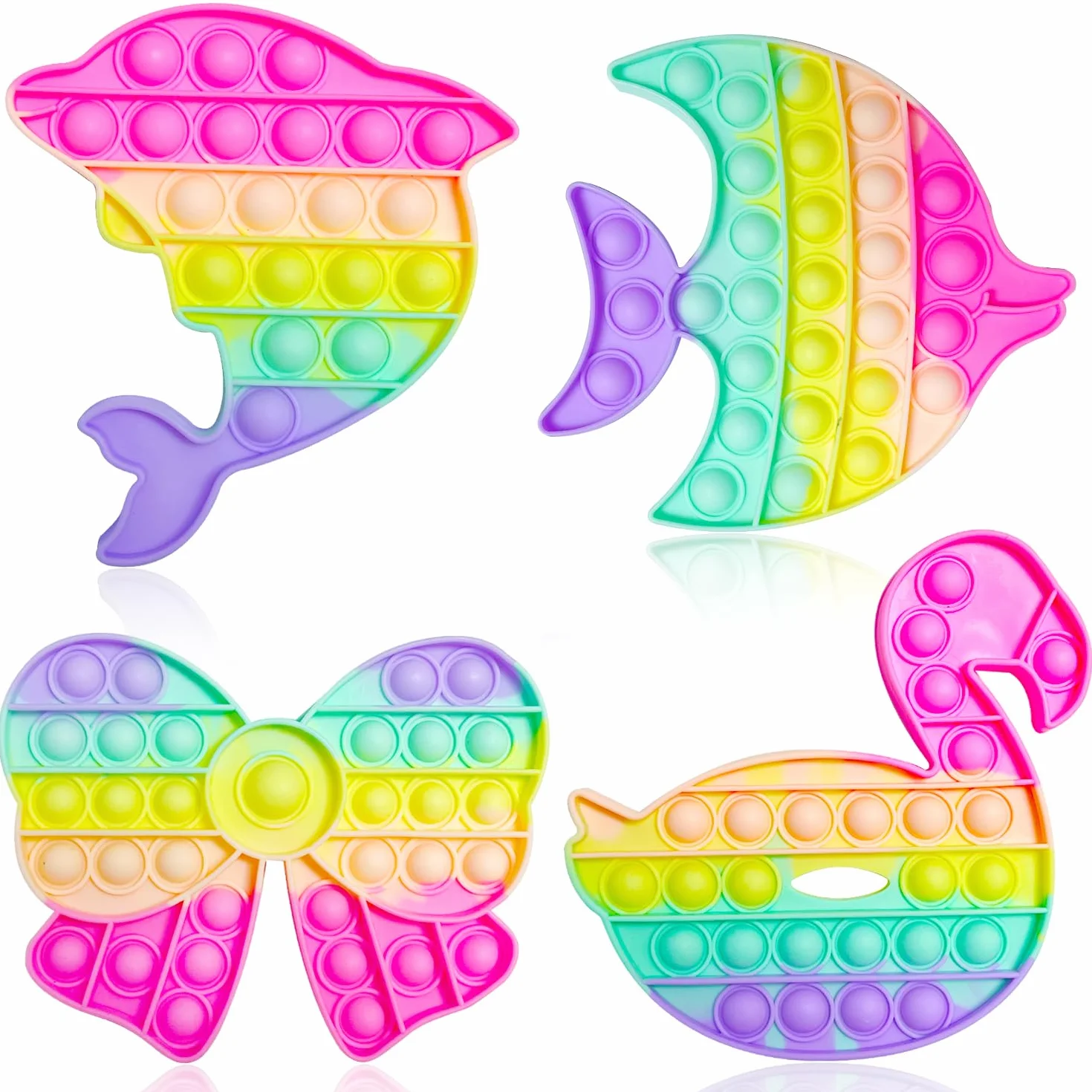 Yeefunjoy Push IT and POP Bubble, zestaw 4 zabawek Poppit Pop Fidget, zabawka sensoryczna, redukuje stres, prezent urodzinowy dla dorosłych i dzieci, aby złagodzić lęk i autyzm