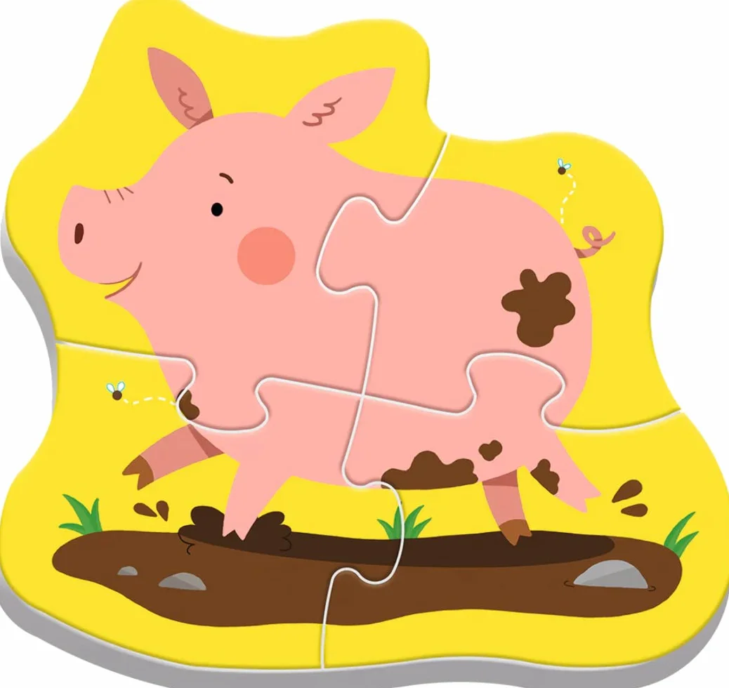 Trefl Puzzle 4 w 1 Baby Classic Zwierzątka na Wsi z Grubego Kartonu dla Dzieci od 2 lat