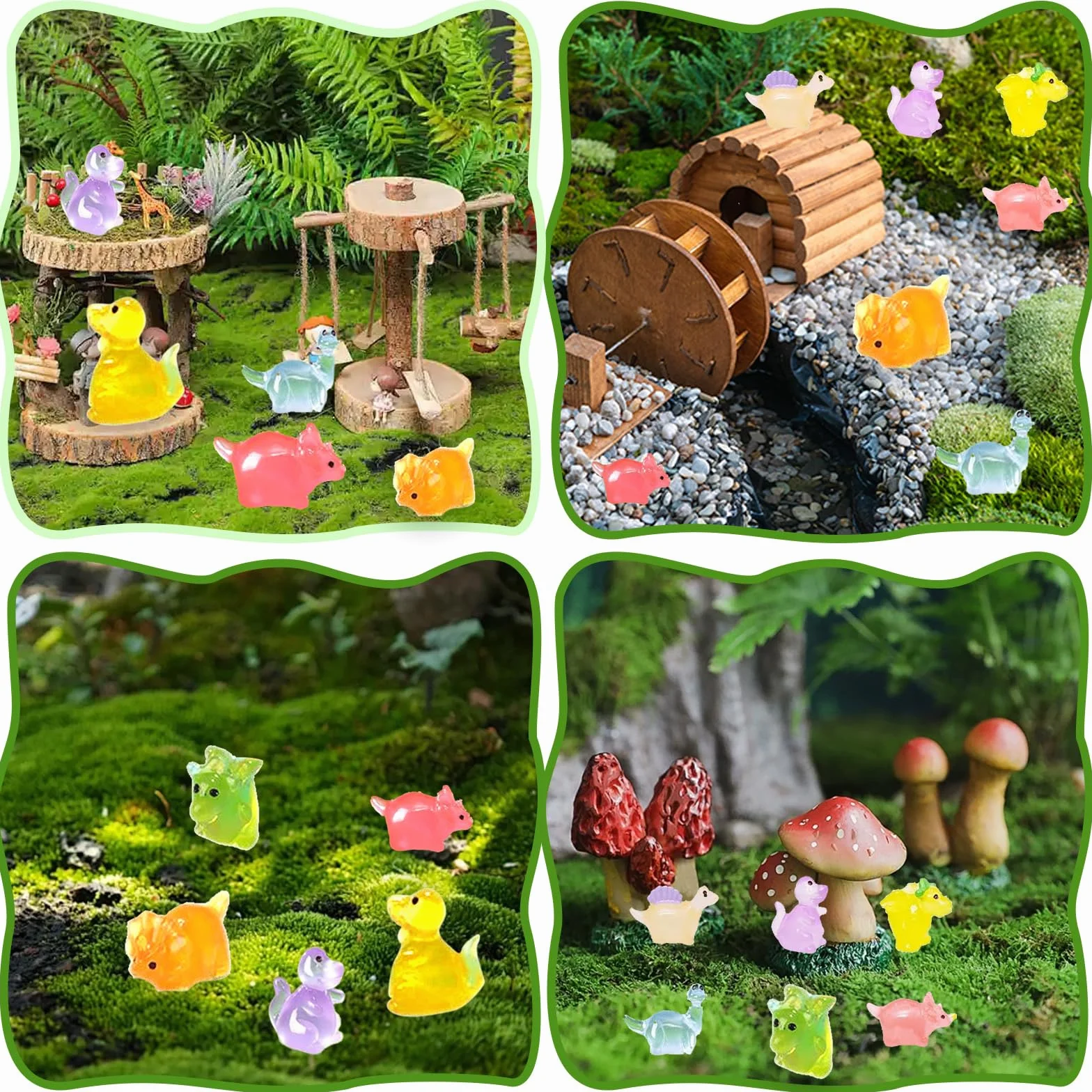 50 sztuk Mini zestaw dinozaurów z żywicy, jasny mini dinozaur z żywicy, miniaturowe figurki żywiczne, wielokolorowe mikro rzemiosło dekoracje ogrodowe ozdoba krajobraz DIY dekoracja