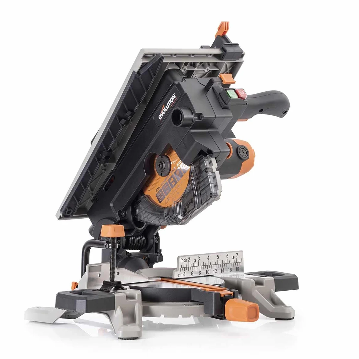 Evolution Power Tools R210MTS-G2 Zmienna piła ukośna/stołowa, kompaktowa, wielofunkcyjne cięcie różnych materiałów, ostrze TCT w zestawie do cięcia drewna, plastiku i metalu, 210mm