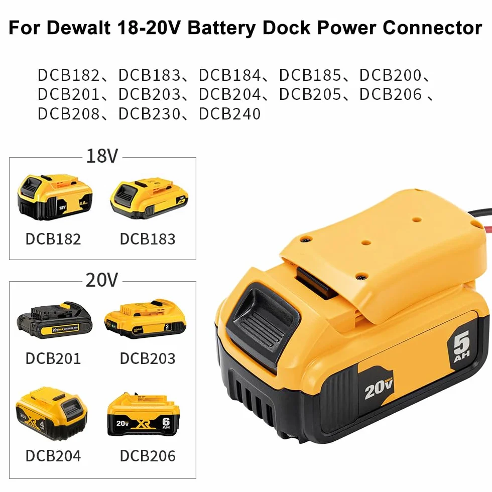 POFET Adapter do Akumulatorów Power Wheels, Dewalt 18-20V Battery Dock, Złącze Zasilania z Wyłącznikiem Bezpiecznika dla Zdalnie Sterowanych Zabawek Samochodowych i Robotyki