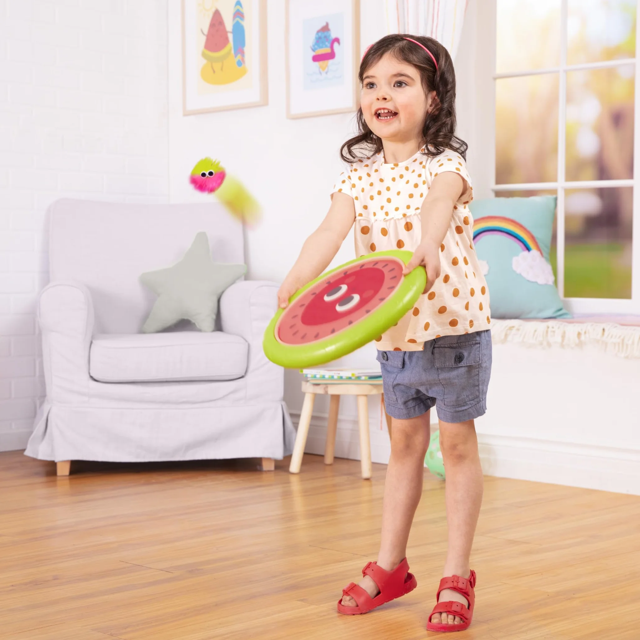 B. toys B.- Paddle Ball Game - zestaw do trampoliny ręcznej - Poppin' Paddles, 2 odbijające się krążki i 2 piłki, Catch & Toss gry sportowe dla dzieci - 3 lata +, Small, BX1916Z