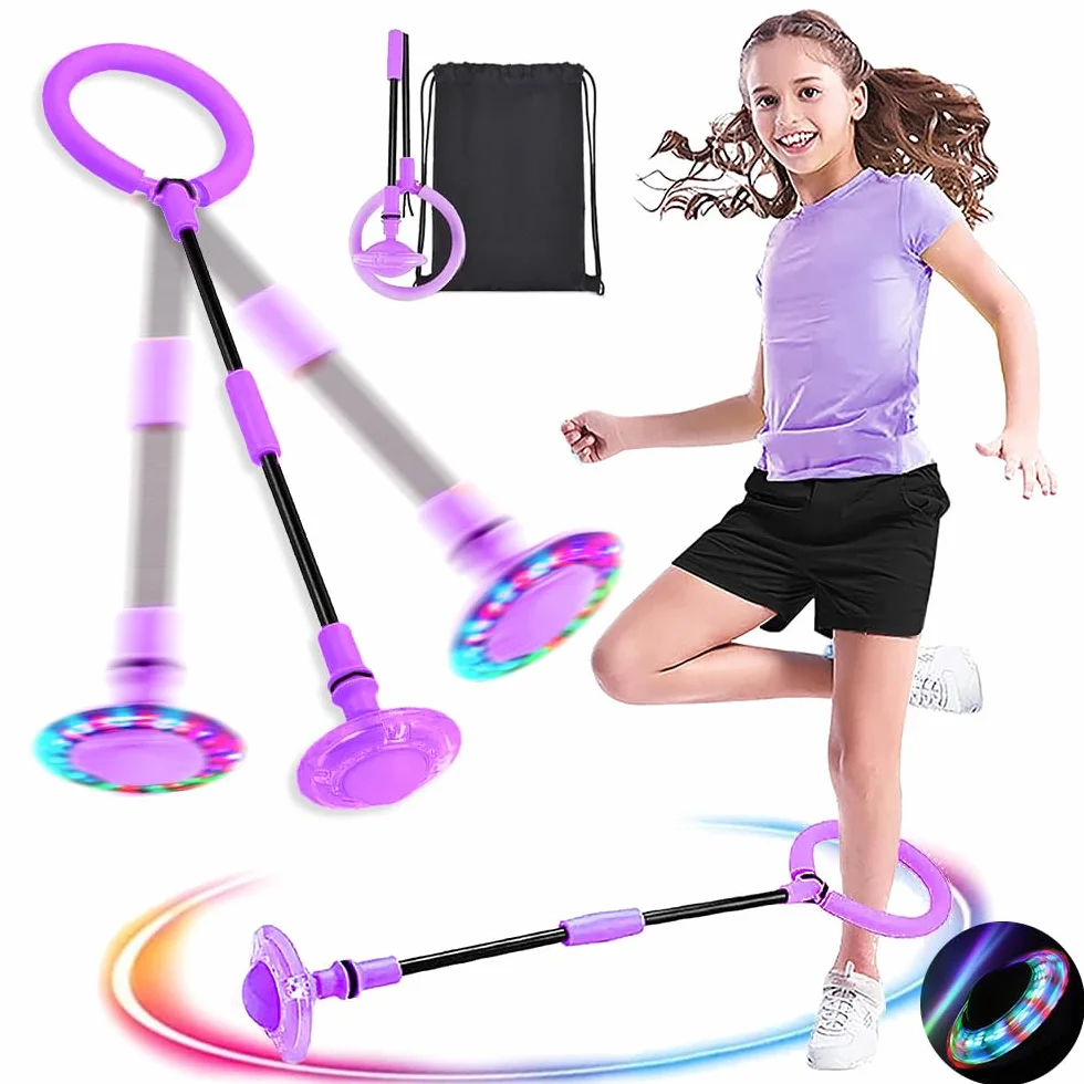Swing Wheel migająca piłka do skakania składana z kółkiem świetlnym dla dzieci