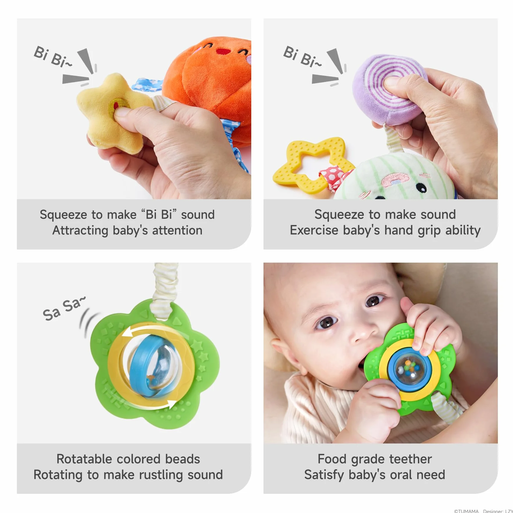 TUMAMA KIDS Zabawki dla niemowląt Grzechotki 0-12 miesięcy Klips na wózek i spacerówkę Noworodek, Zabawka sensoryczna dla niemowląt chłopców i dziewcząt