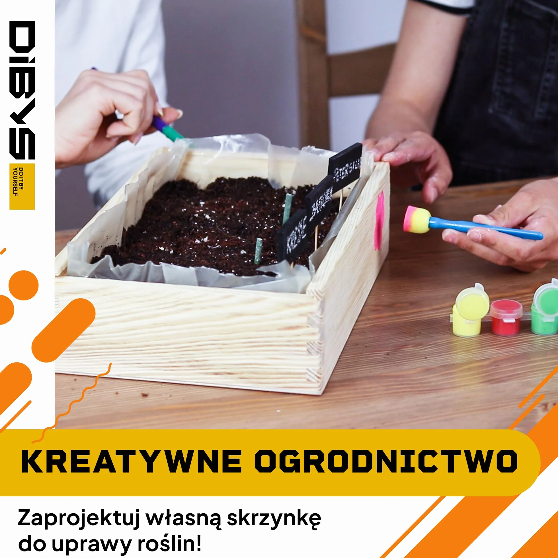 DIBYS Zestaw do Uprawy dla Dzieci | Kompletny Zestaw Ogrodowy z Nasionami Kwiatów, Drewnianymi Narzędziami, Ziemią, Farbami i Skrzynką do Malowania | Kreatywny Pomysł na Prezent | Zestaw Roślin