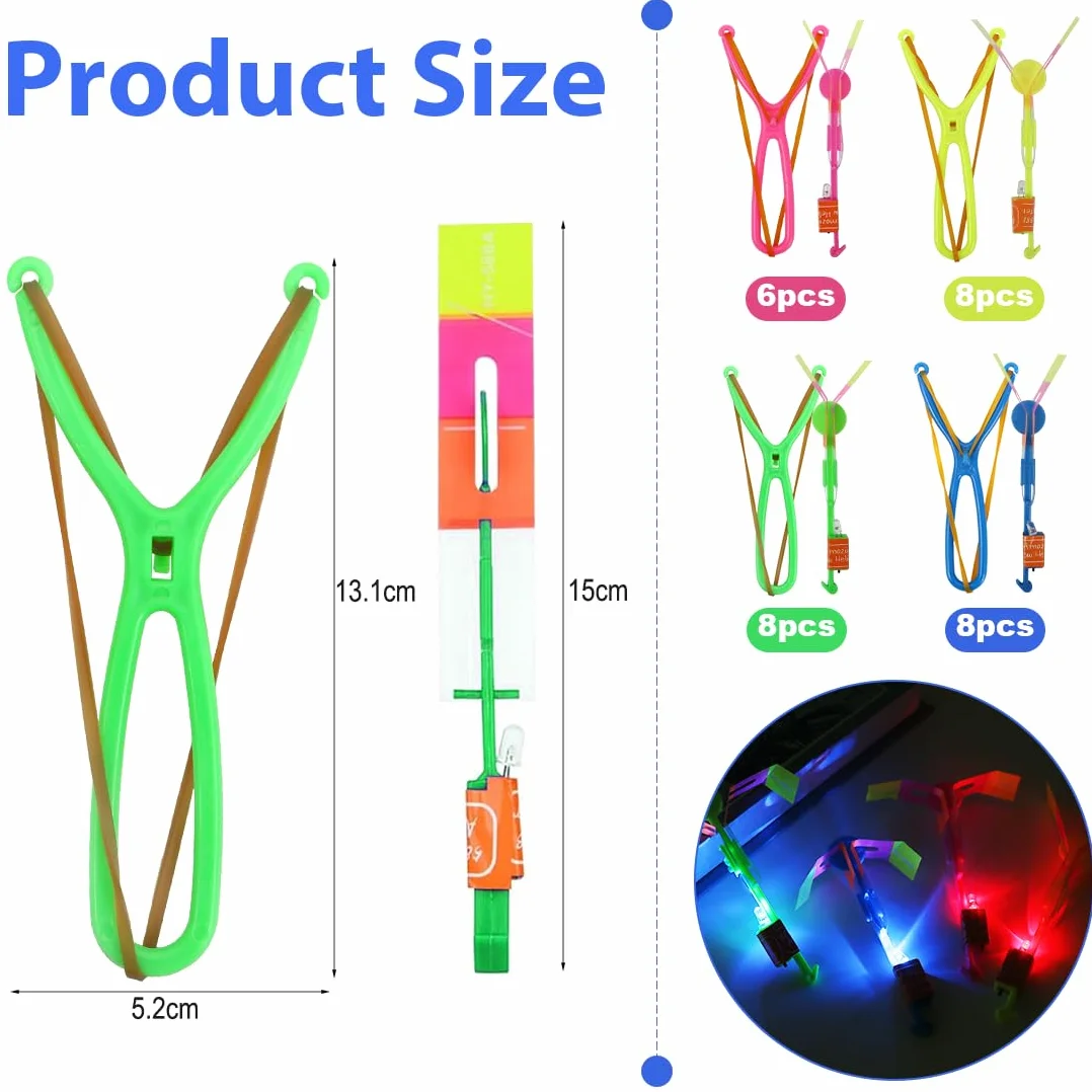 30 sztuk LED proca zabawka, śmigłowiec latający zabawka, guma procy, proca laserowa, śmigłowiec nocny latający zabawka do zabawy na świeżym powietrzu