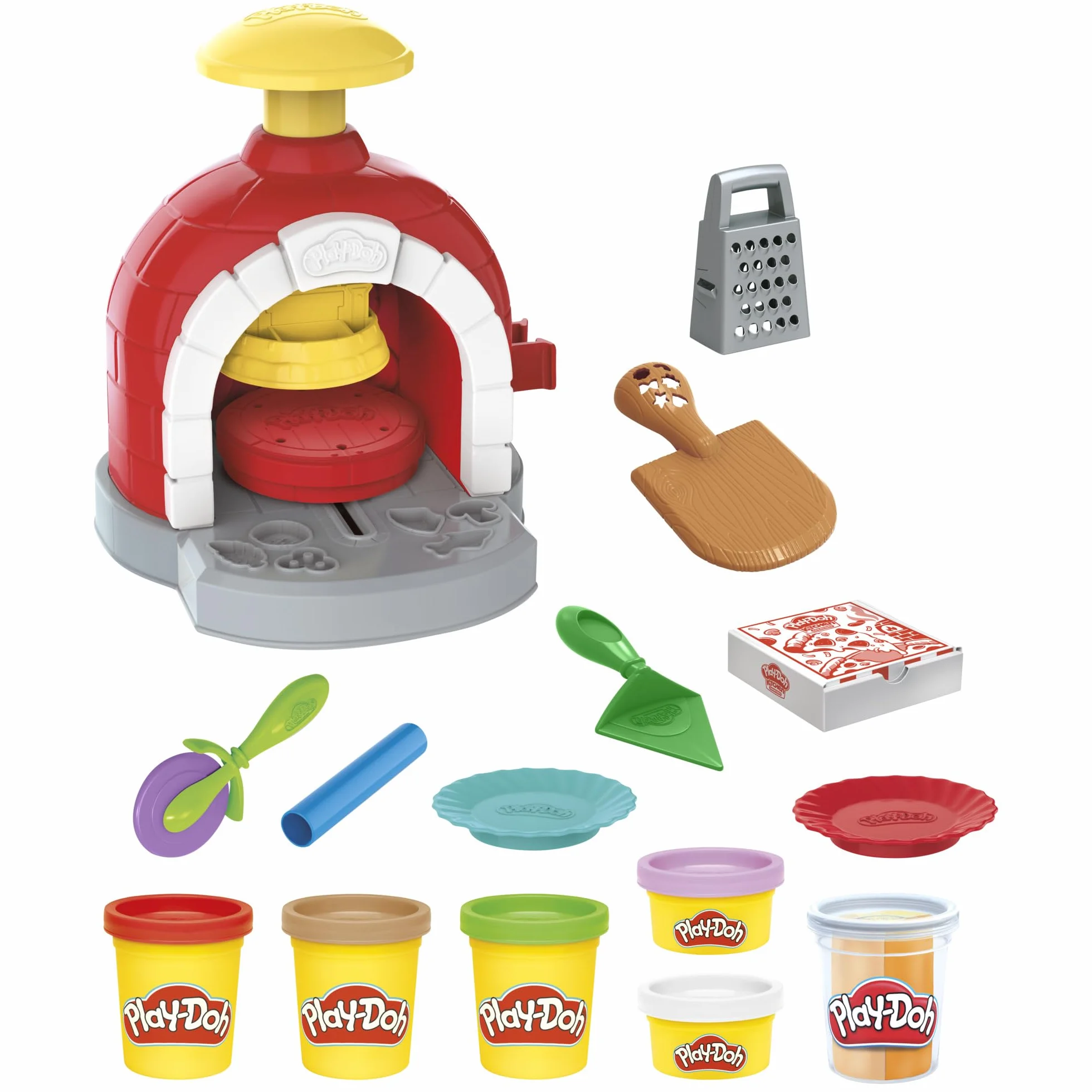 Zestaw do zabawy Kuchenne Dzieła Piec do pizzy z ciastoliną Play-Doh z 6 pojemnikami masy plastycznej i 8 akcesoriami