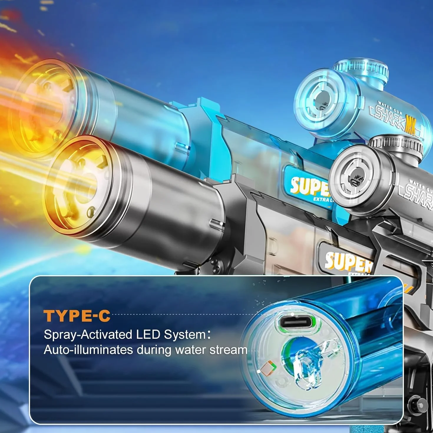Elektryczny pistolet na wodę, 2 szt., w pełni automatyczny splasher, elektryczny pistolet na wodę dla dzieci i dorosłych, pistolet na wodę, pojemność 320 cmC, zabawka na lato