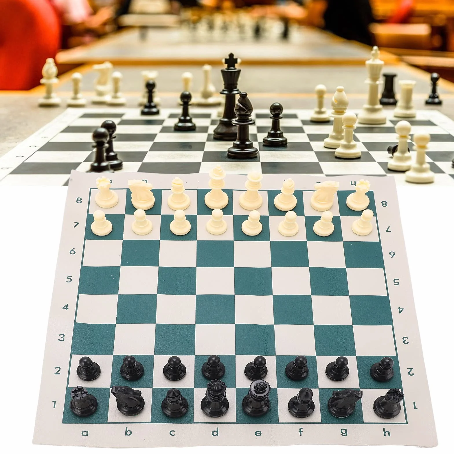 Tyenaza Portable Chess, PVC Portable Chess Travel Folding Sets Indoor Outdoor Play Relaxation