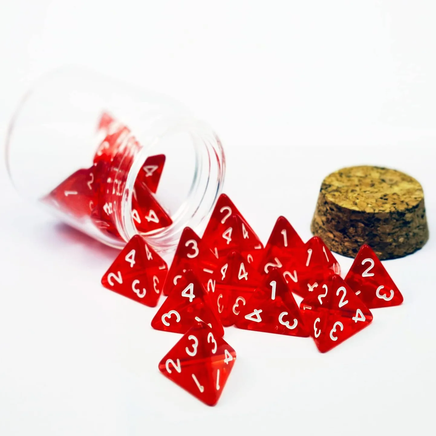 Bescon Standard Sized Transparent Red D4 Dice 20pcs Healing Potion Bottle, 20pcs D4 Health Potion Dungeons and Dragons Accessory