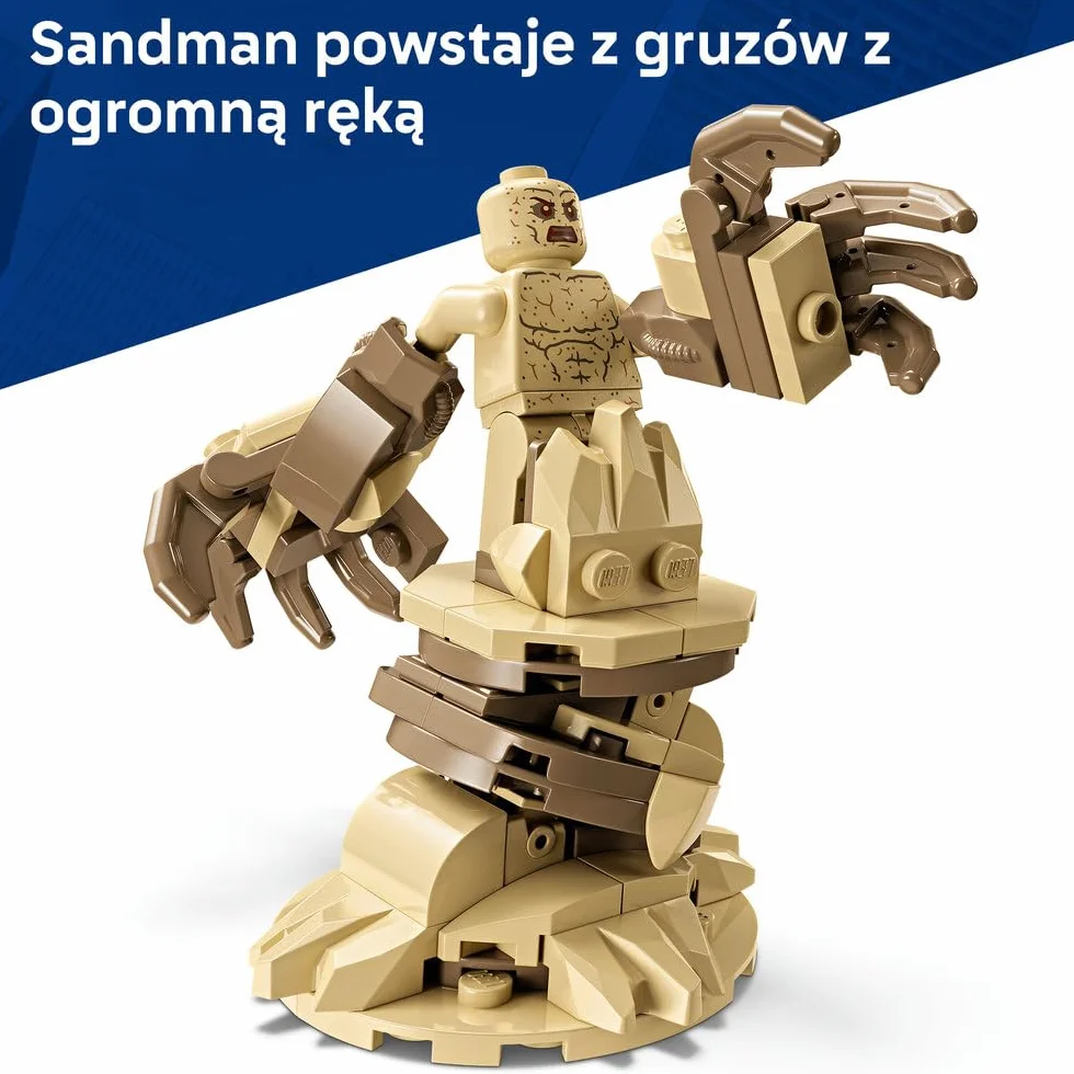 LEGO ǀ Marvel Epicka bitwa: Spider-Man kontra Sandman, klocki dla dzieci z Venomem, zabawka dla chłopca i dziewczynki od 9 lat, pomysł na prezent z superbohaterem i dekoracja pokoju dziecięcego 76334