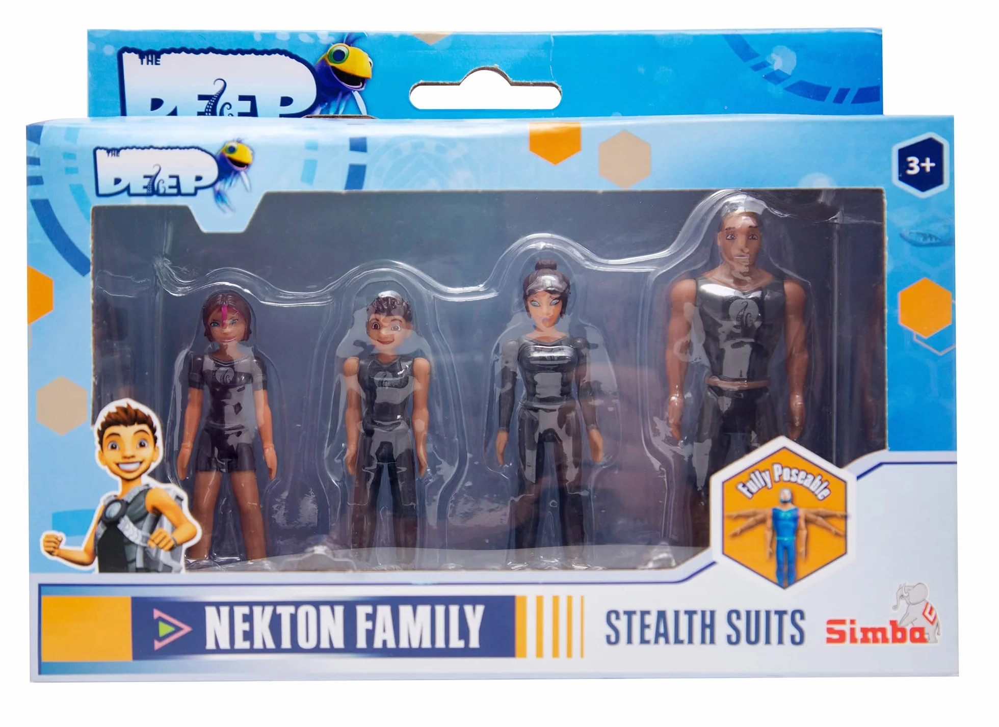 Simba 109391002 - Deep Nektons zestaw 4 figurek, Will, Ant, Fontaine, Kaiko, w czarnym stroju do nurkowania, od 3 lat