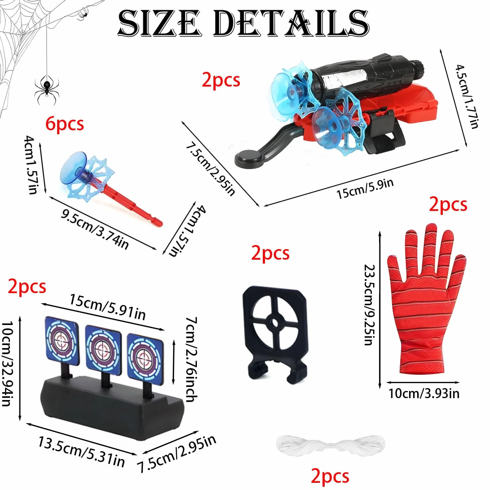 Zestaw 2 rękawic Spider Launcher, koronka toaletowa, zabawka dla dzieci, rękawice do odgrywania ról, zabawna zabawka edukacyjna