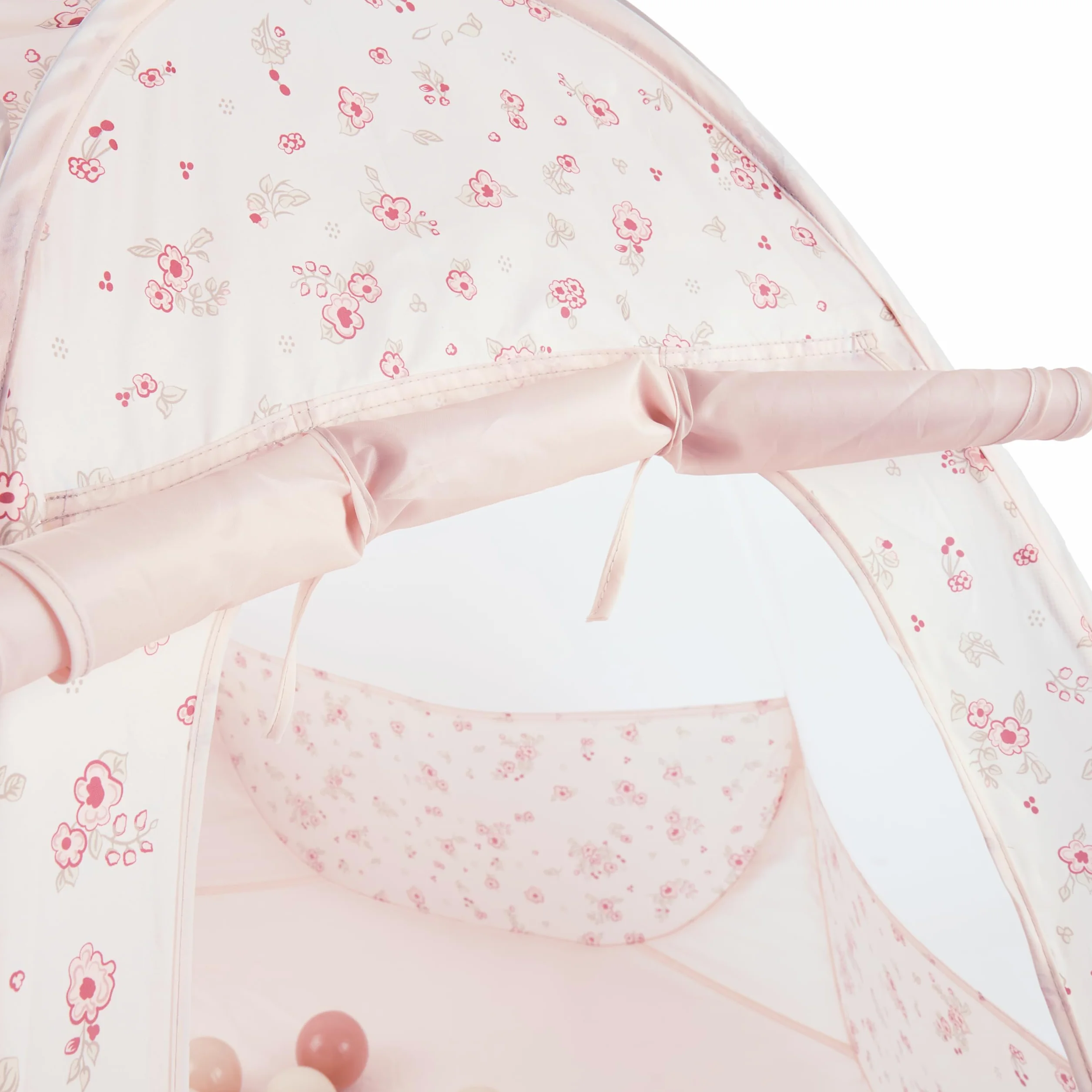 Bieco Namiot dziecięcy i basen z piłkami Pop up Dreamy Flowers z 50 piłkami | Namiot księżniczki dla dzieci | Namiot do zabawy dla dziewczynek